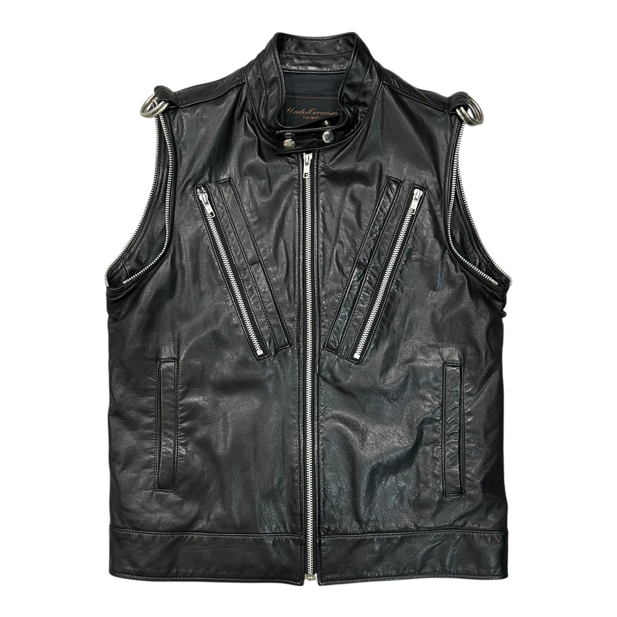 UNDERCOVERISM(アンダーカバイズム) 07AW Reverse Figure-8 Zip Leather Jacket 逆さ 八の字 ジップ レザー ジャケット 7A271-B15 2(S~M程度) ブラック Purple期 2007年秋冬 稀少 アーカイブ