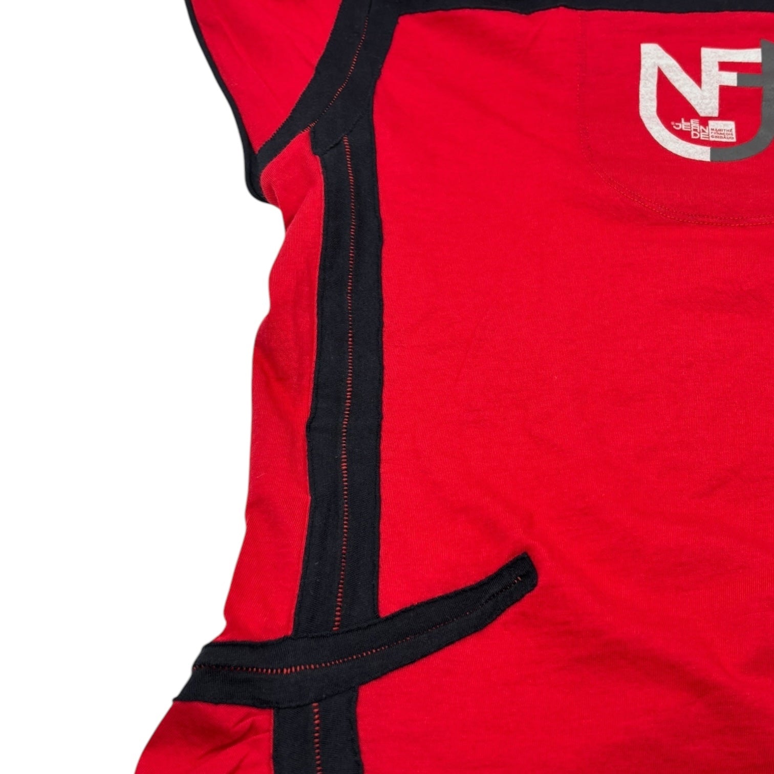 MARITHE FRANCOIS GIRBAUD(マリテフランソワジルボー) 00's ”LUNA VERSE” LOGO N/S TEE ロゴ プリント ノースリーブ Tシャツ F6-6659 S レッド Y2K