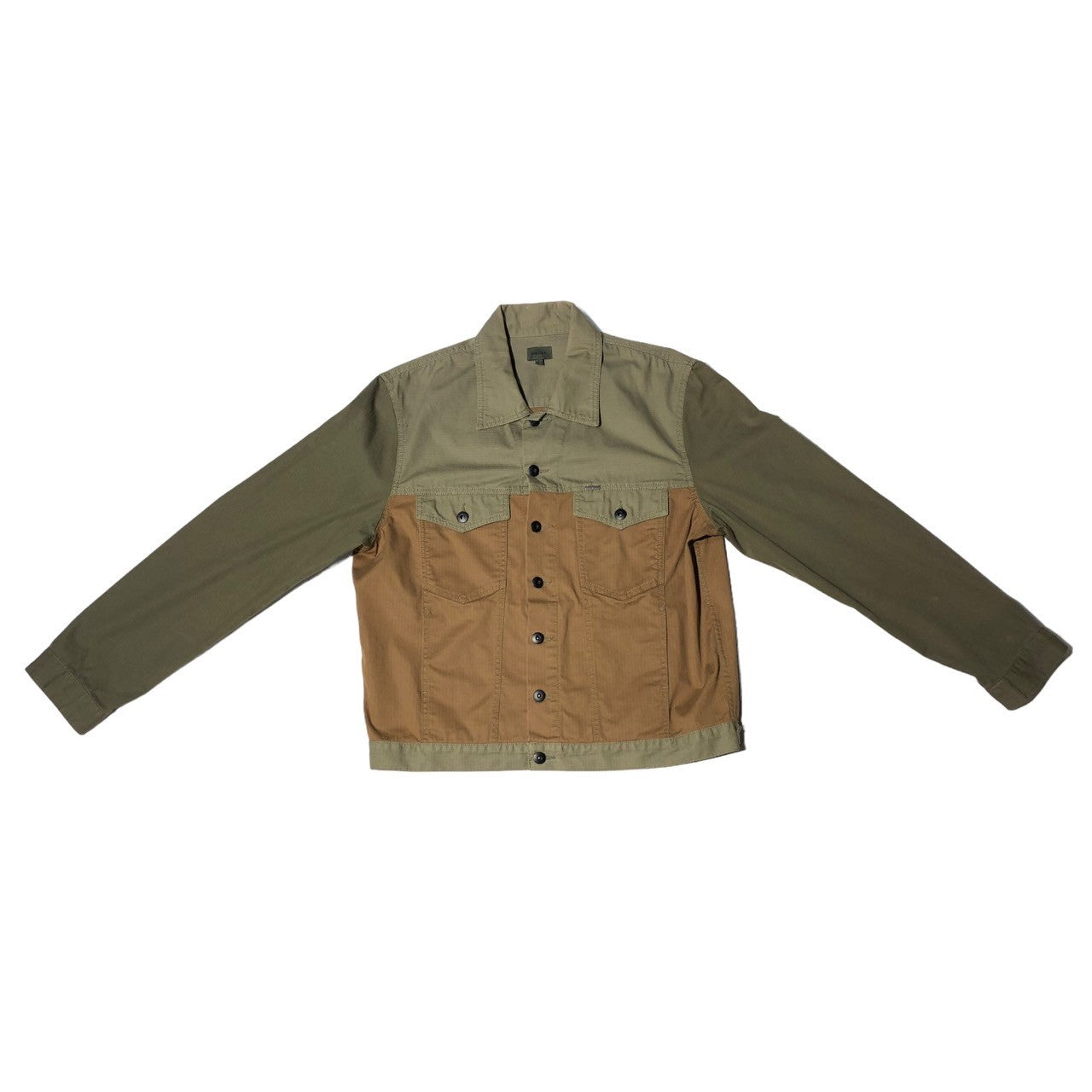 DIESEL(ディーゼル) bicolor trucker jacket バイカラー トラッカージャケット L カーキ×ベージュ