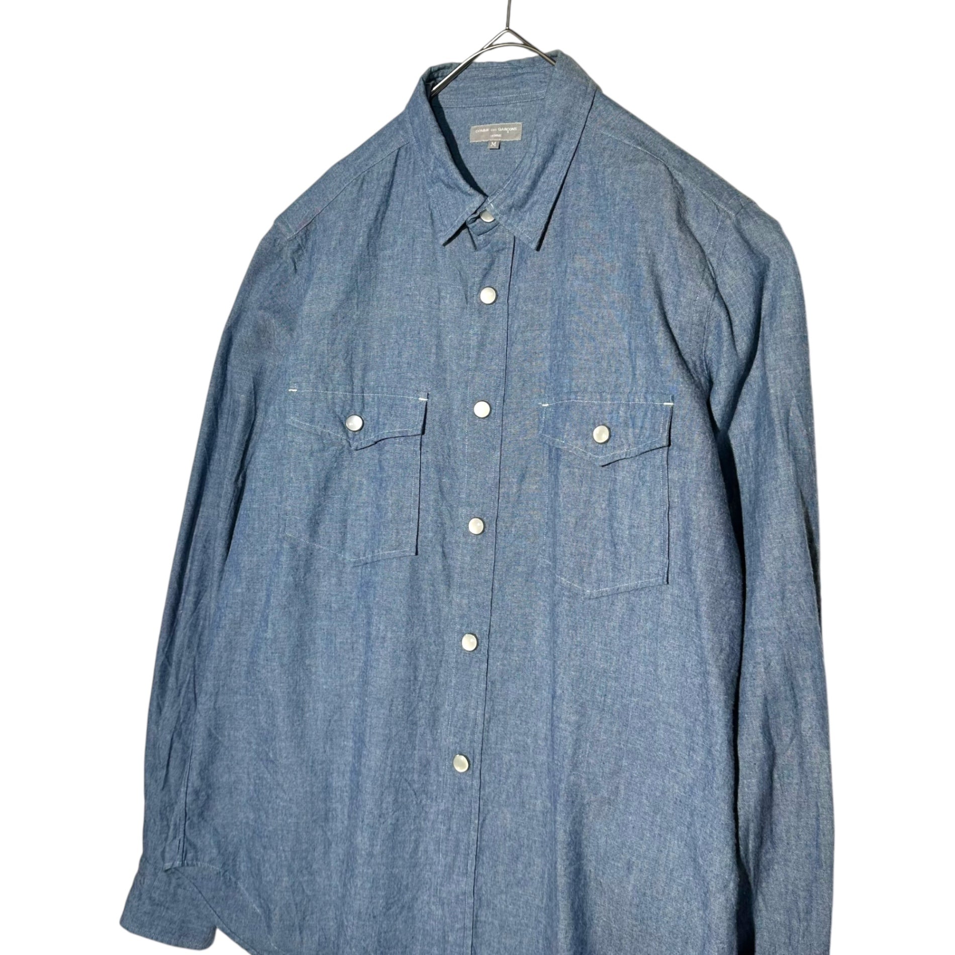 COMME des GARCONS HOMME(コムデギャルソンオム) 03SS Big Snap Button Chambray Long Sleeve Shirt ビッグ スナップ ボタン シャンブレー 長袖 シャツ HI-B045 M ライトインディゴ AD2002 田中オム 田中啓一デザイン期
