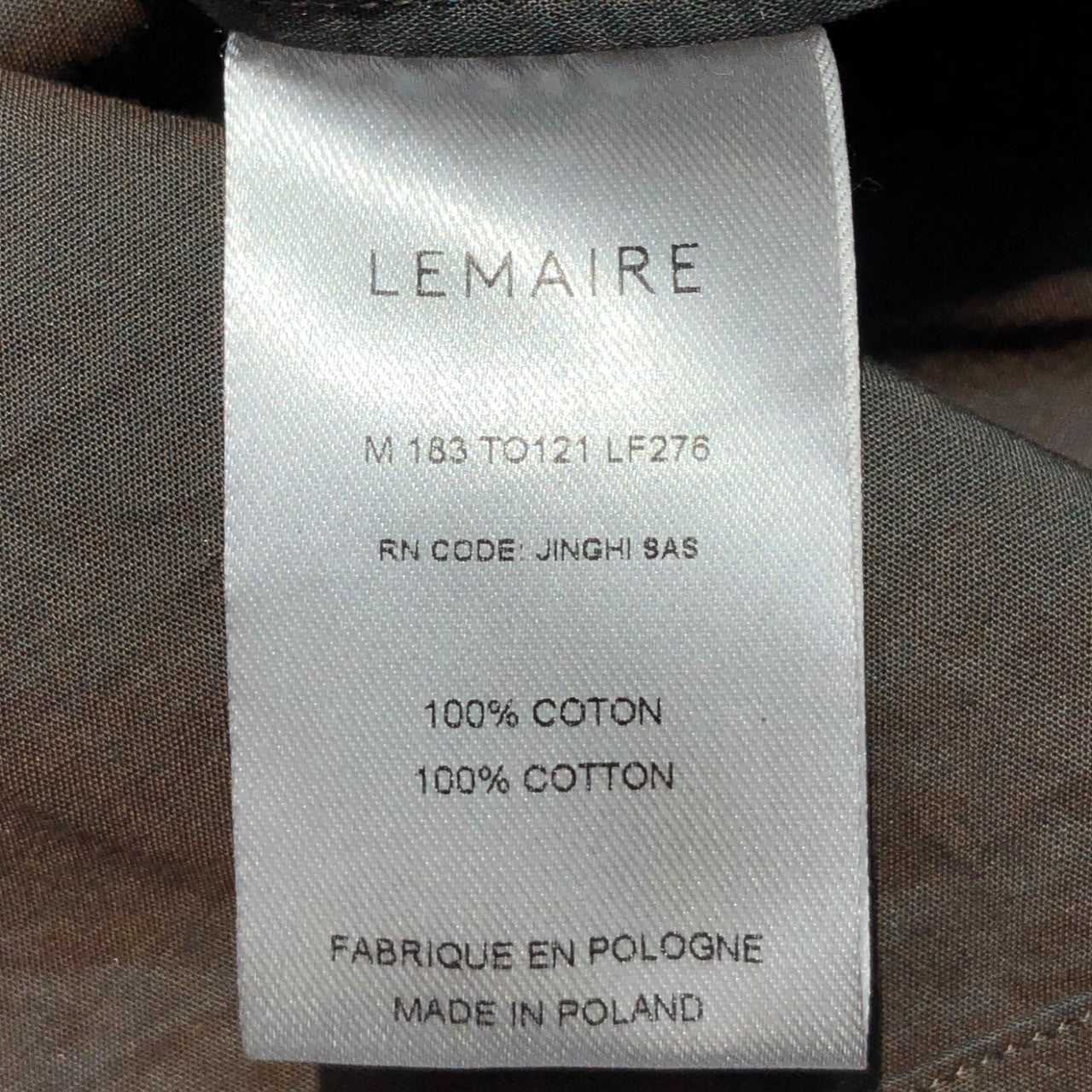 LEMAIRE(ルメール) collarless pullover shirt ノーカラープルオーバーシャツ M 183 TO121 LF276 M カーキ系