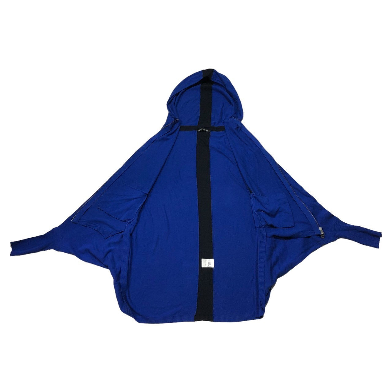MARITHE FRANCOIS GIRBAUD(マリテフランソワジルボー) 00's Momonga hoodie モモンガ ジップ パーカー ドルマン ワイド F5-8317 S ブルー×ブラック Y2K