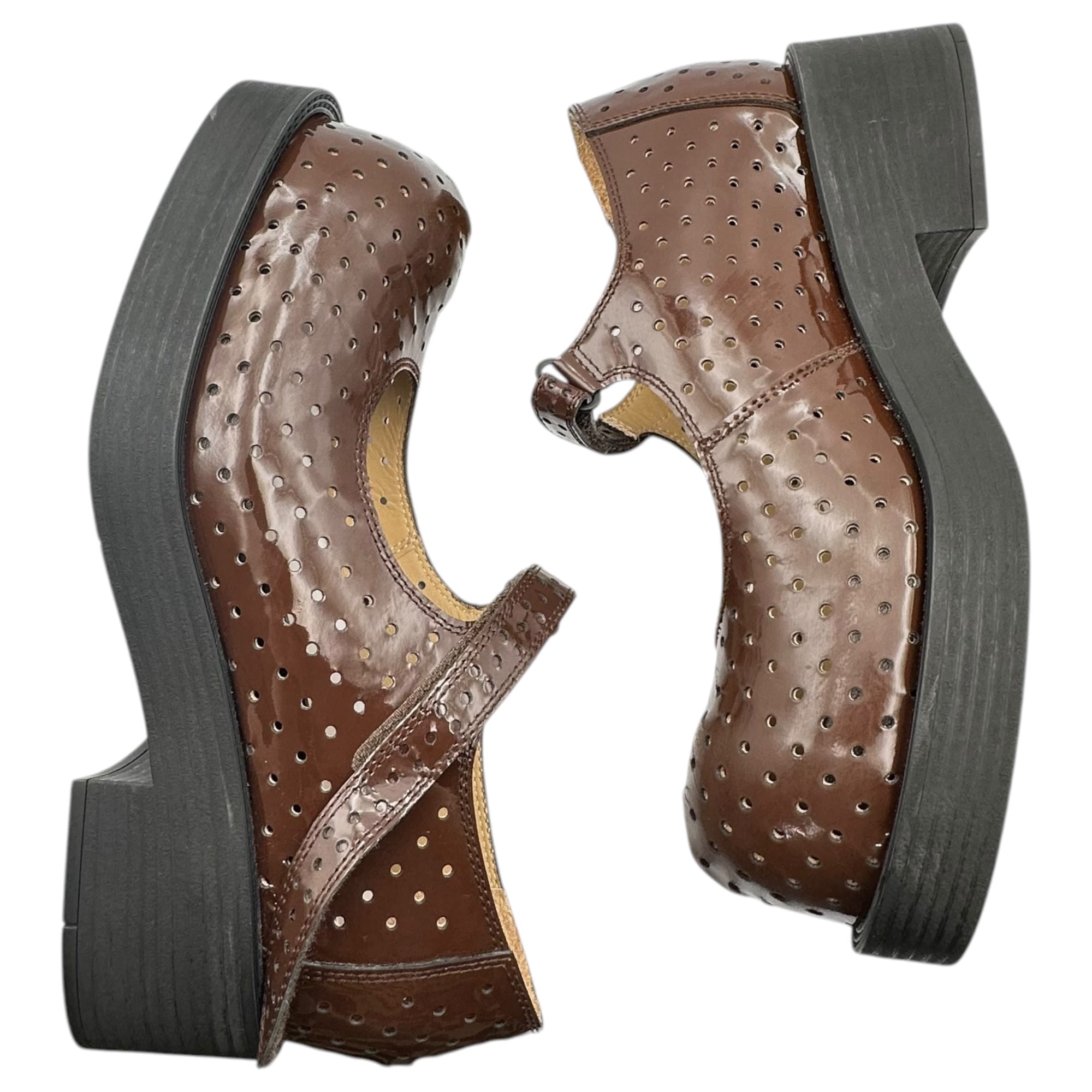 MM6 Maison Margiela(エムエムシックス) 24SS ”Sample product” Patent Leather Perforated Mary Jane Shoes サンプル品 パテントレザー パンチング メリージェーン シューズ 43(28cm程度) ブラウン ソルド品