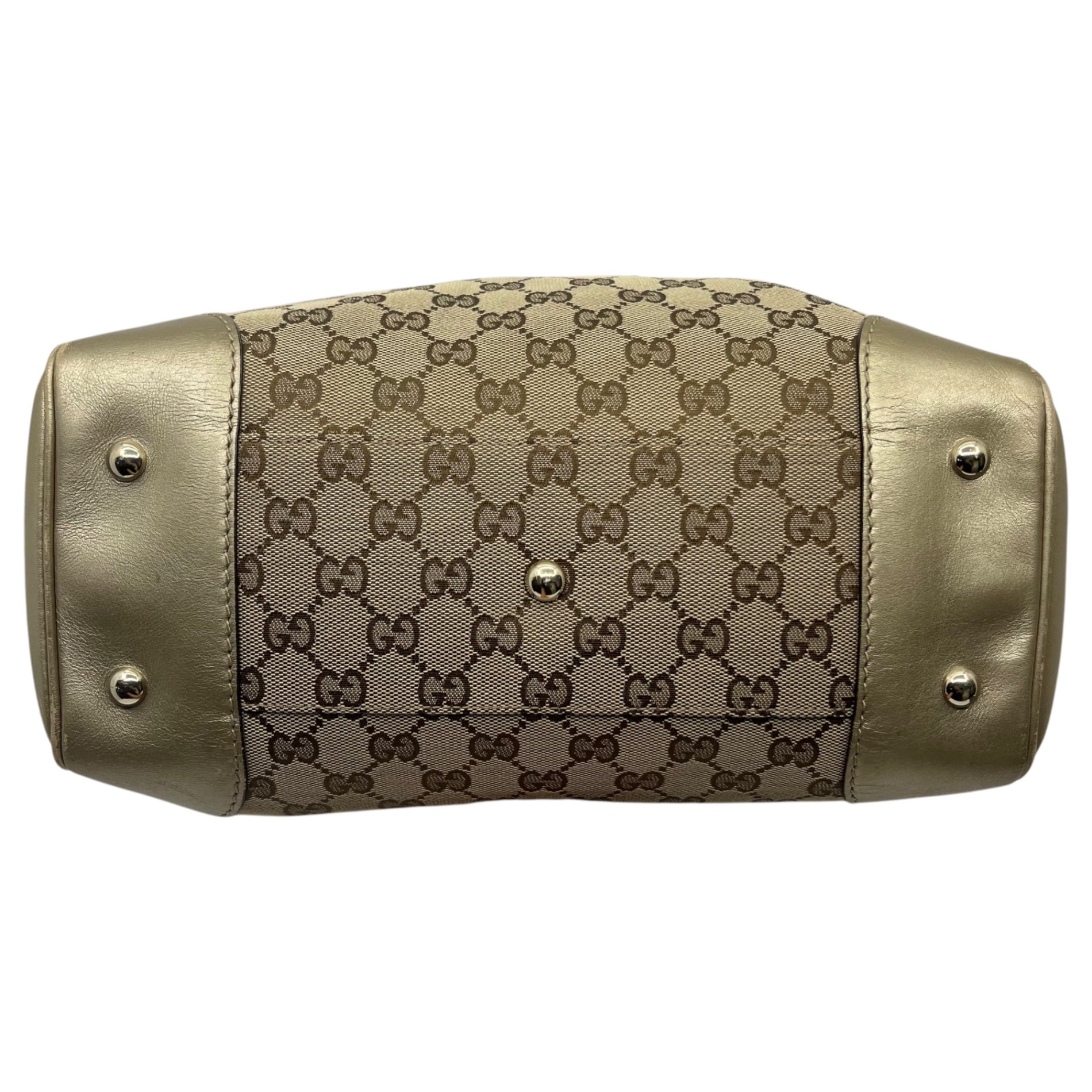 GUCCI(グッチ) GG canvas leather handbag GG キャンバス レザー ハンドバッグ 257061 486628 ベージュ×ゴールド リボン ロゴ