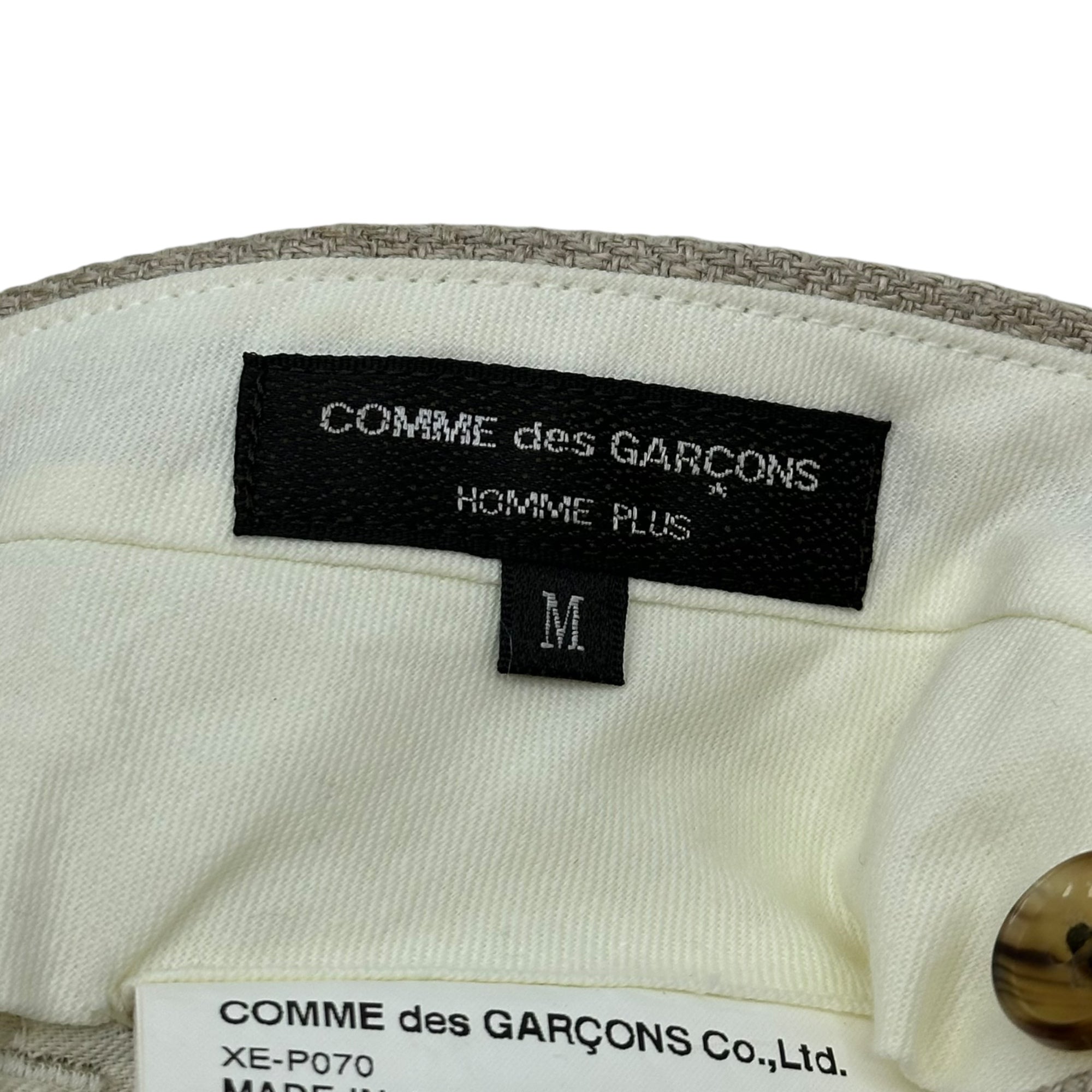 COMME des GARCONS HOMME PLUS(コムデギャルソンオムプリュス) 02SS 蛍光期 Linen tapered slacks リネン テーパード スラックス XE-P070 M ベージュ AD2001