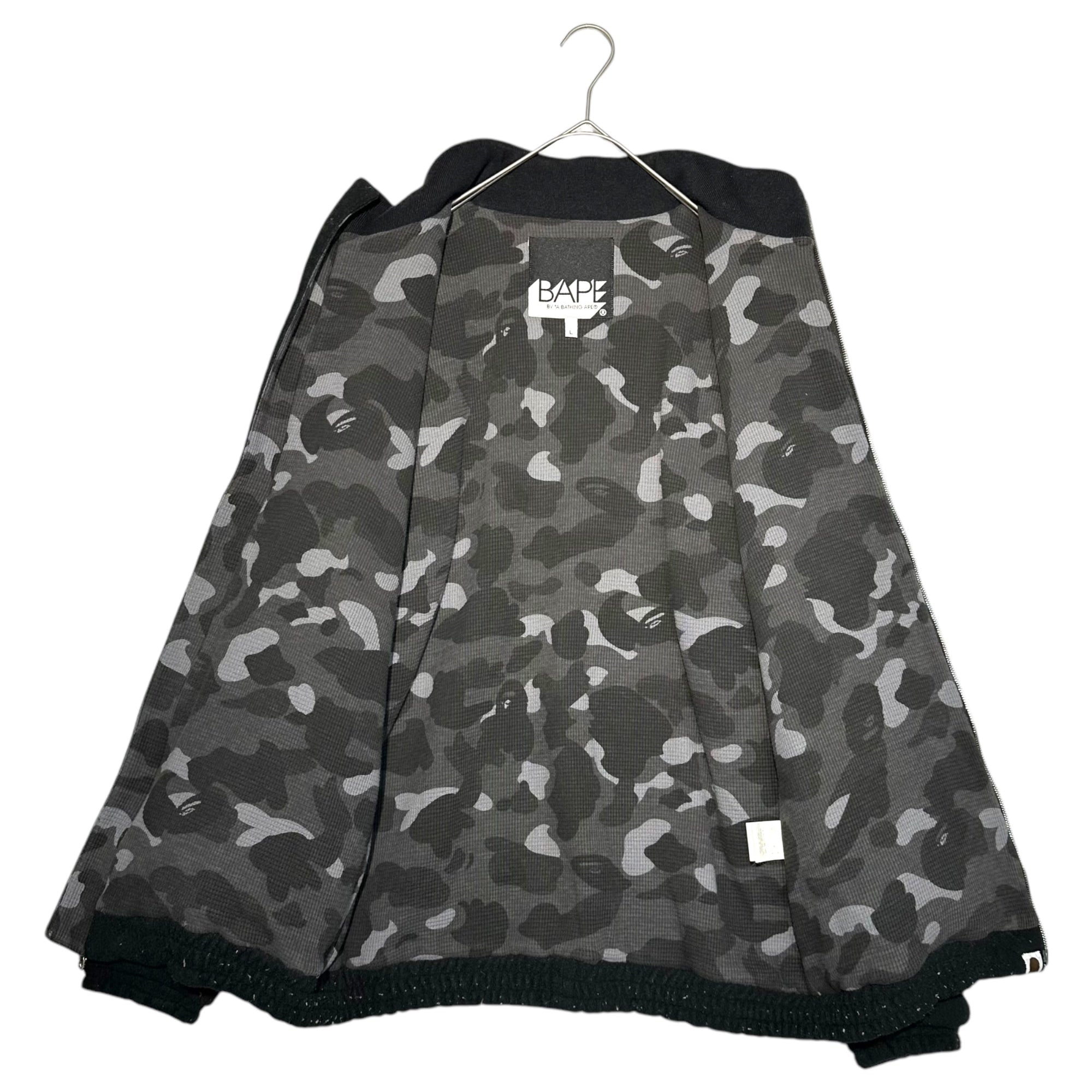 BAPE BY A BATHING APE(ベイプ バイ アベイシングエイプ) Zip-up fleece jacket with inner camouflage pattern 内カモフラ柄 ジップアップ フリース ジャケット L ブラック×グレー