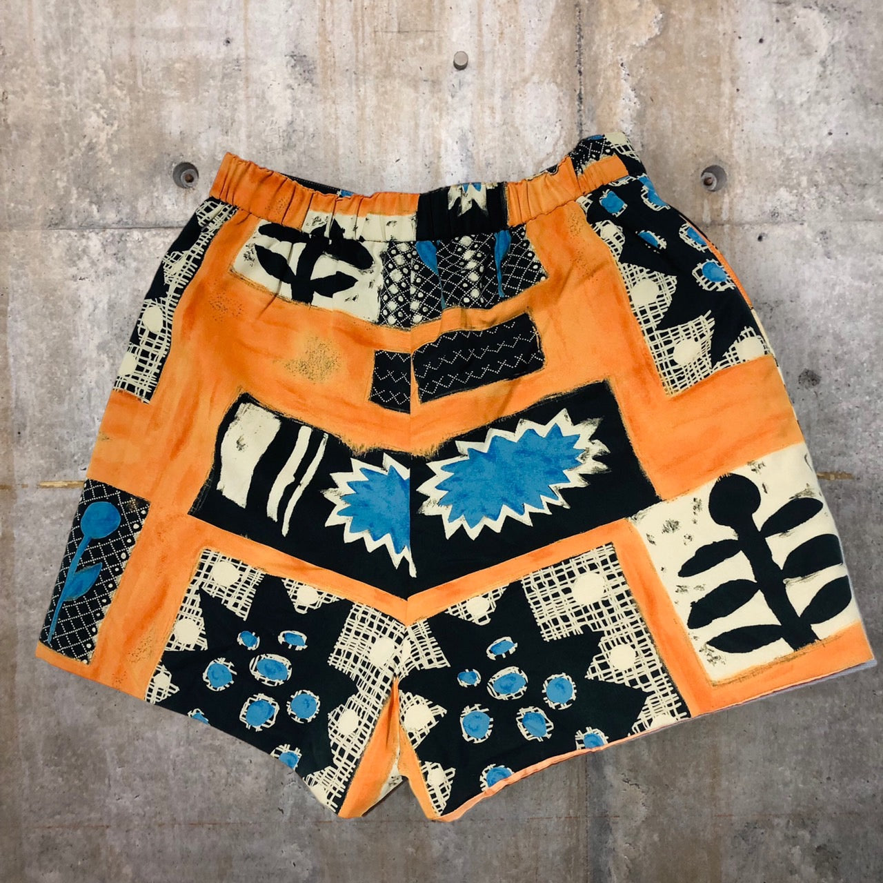 i.s. ISSEY MIYAKE(アイエス イッセイミヤケ) 90's graphic textile short pants/グラフィックテキスタイルショートパンツ IS33-FF022 M オレンジ