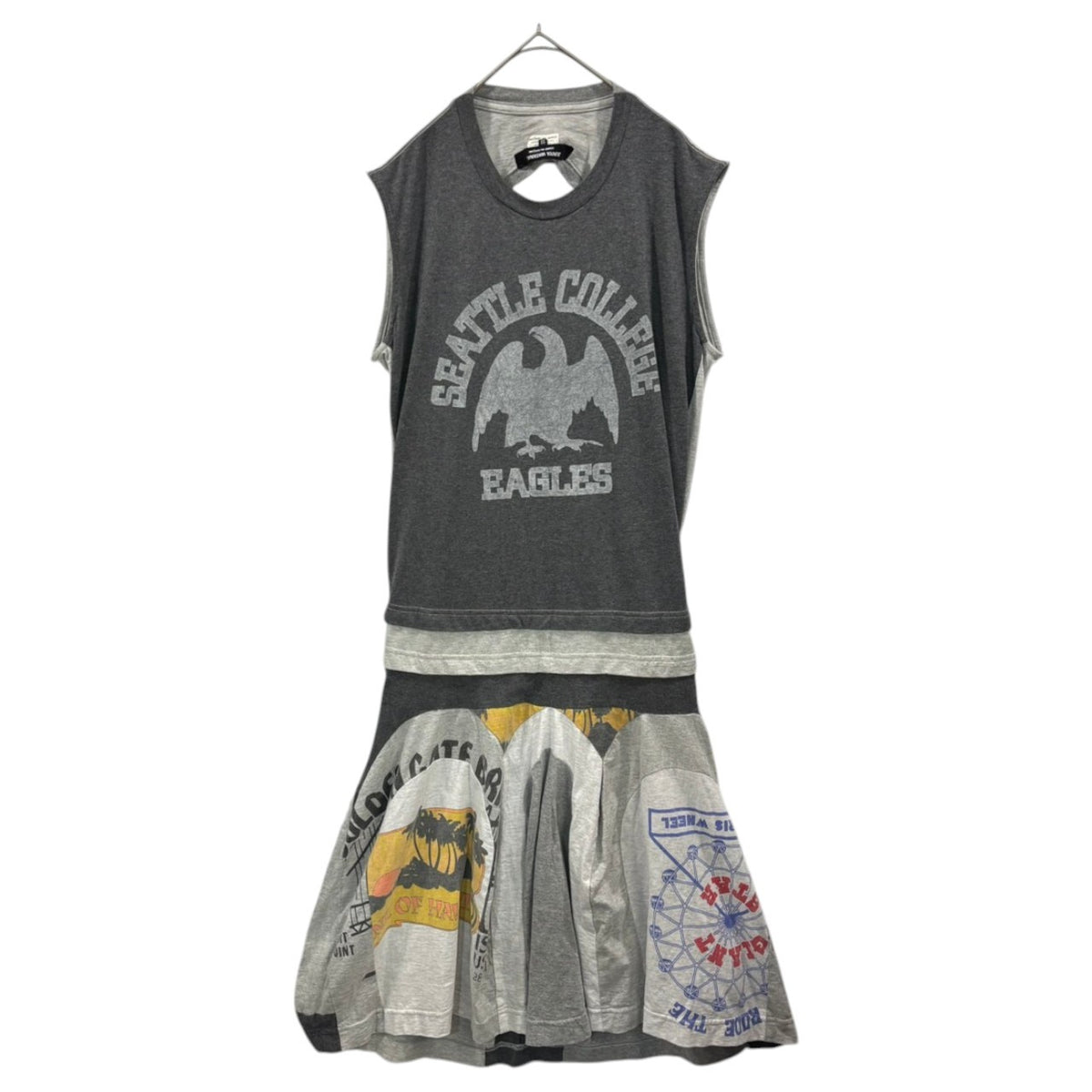 JUNYA WATANABE COMME des GARCONS(ジュンヤワタナベコムデギャルソン) 2006SS Reconstructed Docking Sleeveless Dress 再構築 ドッキング ノースリーブ ワンピース JQ-O017 SS グレー AD2005 00s アーカイブ コレクションLOOK14着用 稀少