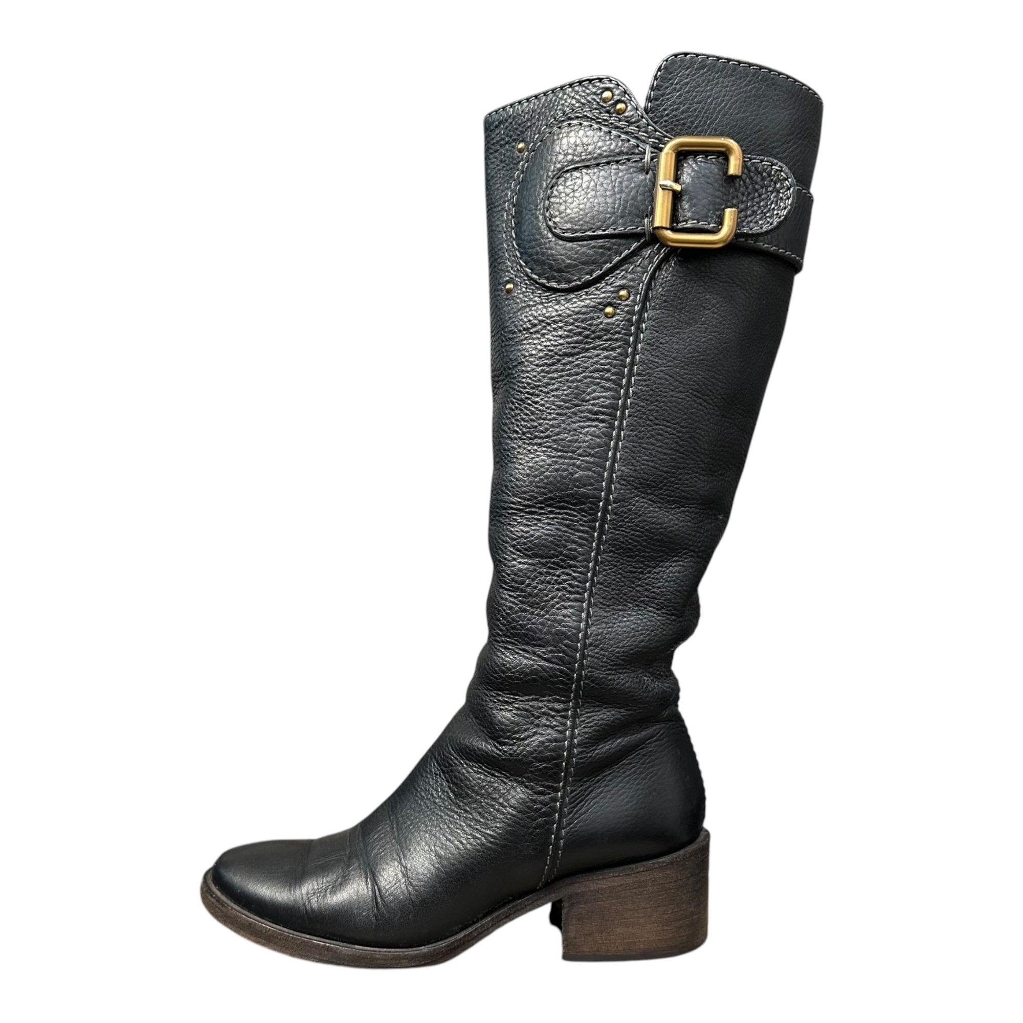 CHLOE(クロエ) Cross-strap Heeled Leather Long Boots クロスベルト ヒール レザー ロング ブーツ 35(22.5cm程度) ブラック