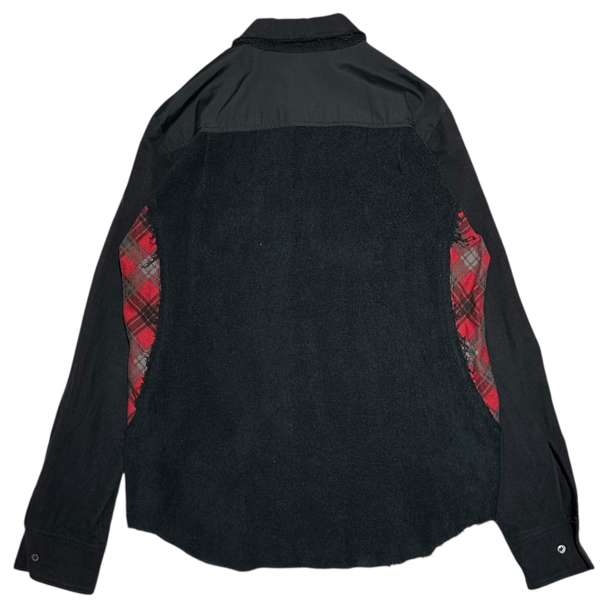 UNDERCOVERISM(アンダーカバイズム) 05SS Reconstructed Pile Fabric Side Check L/S Shirt 再構築 パイル地 サイド チェック 長袖 シャツ 5S216-SH5 2 ブラック×レッド 00's アーカイブ