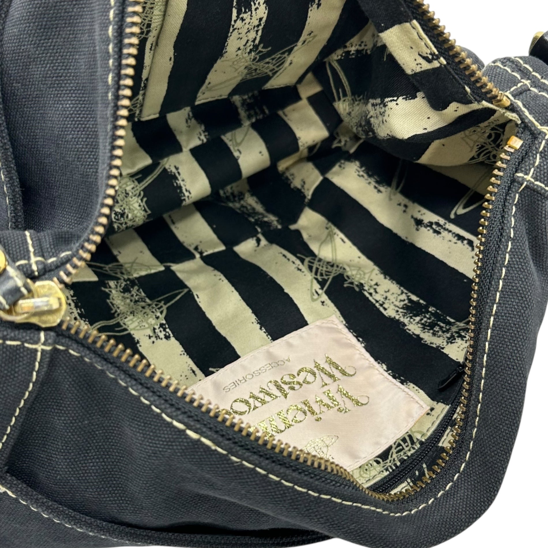 Vivienne Westwood ACCESSORIES(ヴィヴィアンウエストウッドアクセサリー) Big Orb Canvas Shoulder Bag ビッグ オーブ キャンバス ショルダー バッグ メッセンジャー ブラック