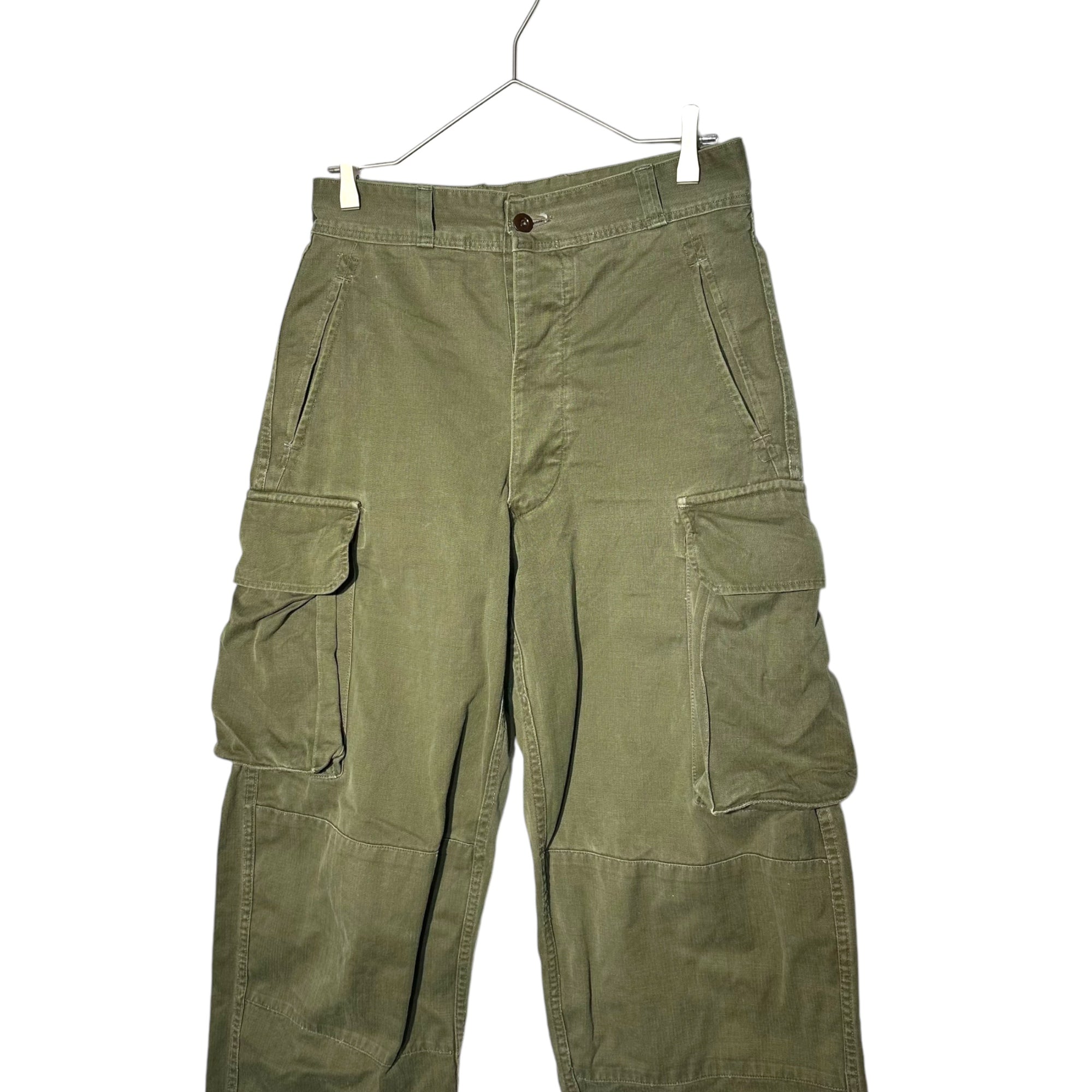 FRENCH MILITARY(フランス軍) 60's~70's M-47 CARGO PANTS 後期 カーゴ パンツ 21 カーキ 60年代~70年代 ヴィンテージ ミリタリー 稀少サイズ ヘリンボーン