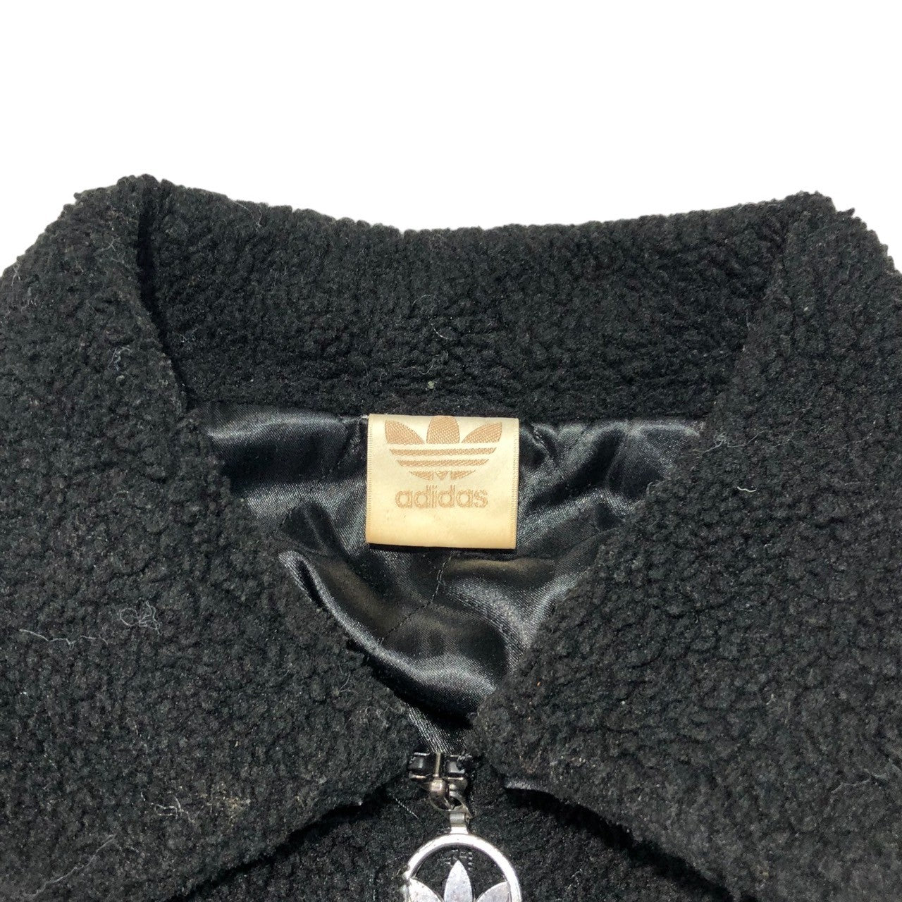 adidas(アディダス) 80's ~ 90's logo fleece boa blouson ロゴ フリース ボア ブルゾン AA-6114 M-L ブラック デサント製 80年代 ~ 90年代 ジャケット キルティング スイングトップ