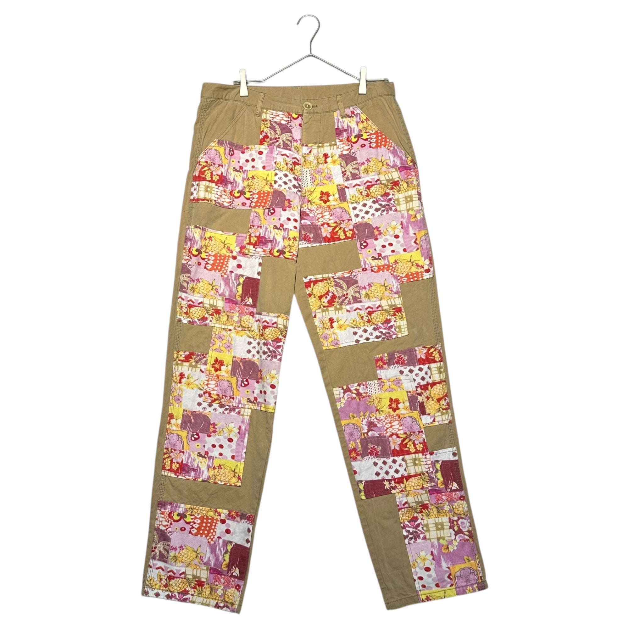 COMME des GARCONS SHIRT(コムデギャルソンシャツ) 13SS floral patchwork trousers pants 花柄 パッチワーク トラウザー パンツ S21145 M ベージュ×ピンク 13SSコレクションランウェイ着用品