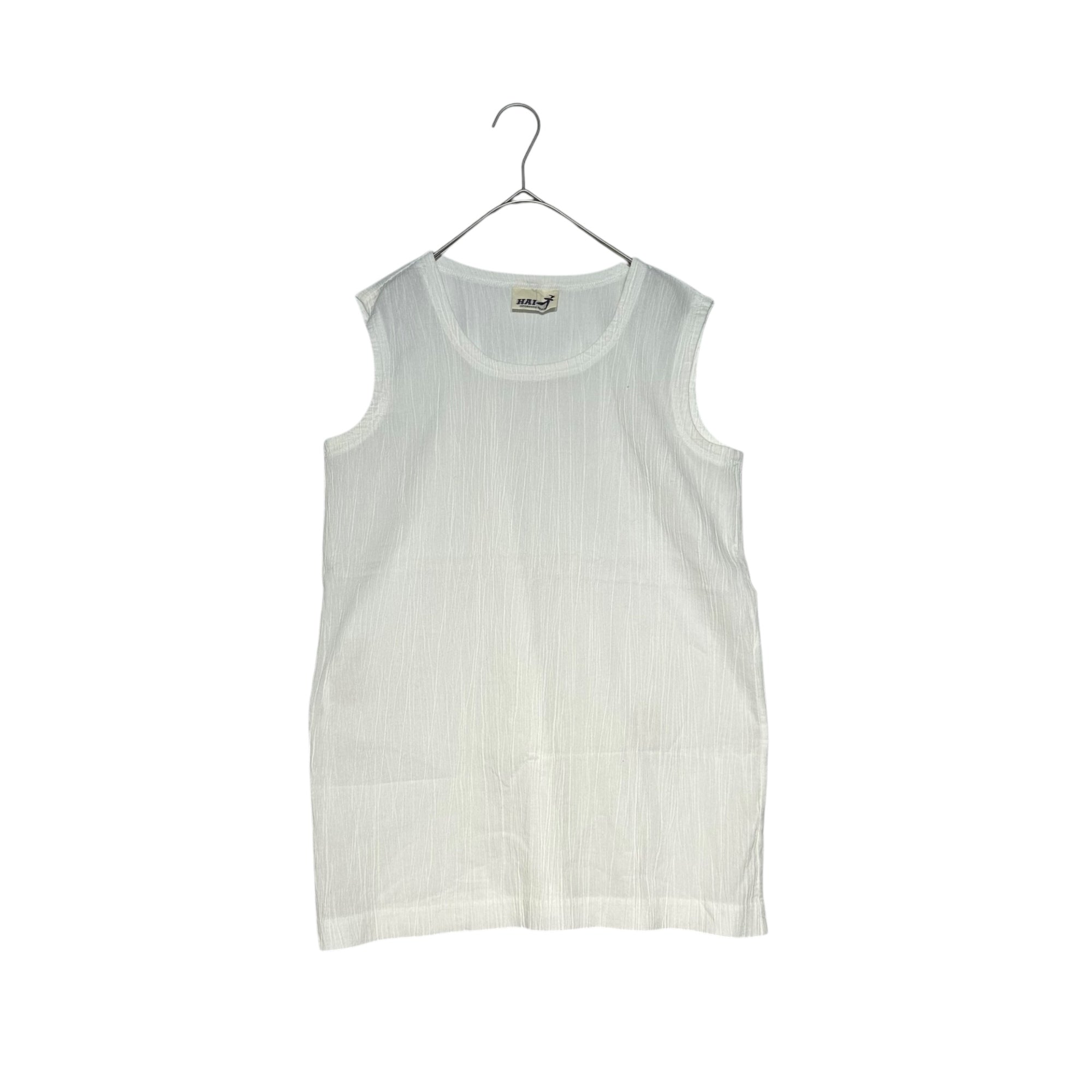 HAI SPORTING GEAR ISSEY MIYAKE(ハイスポルティングギア イッセイミヤケ) 80's Pleated sleeveless blouse with stole 80年代 ストール付き プリーツ ノースリーブ ブラウス M ホワイト