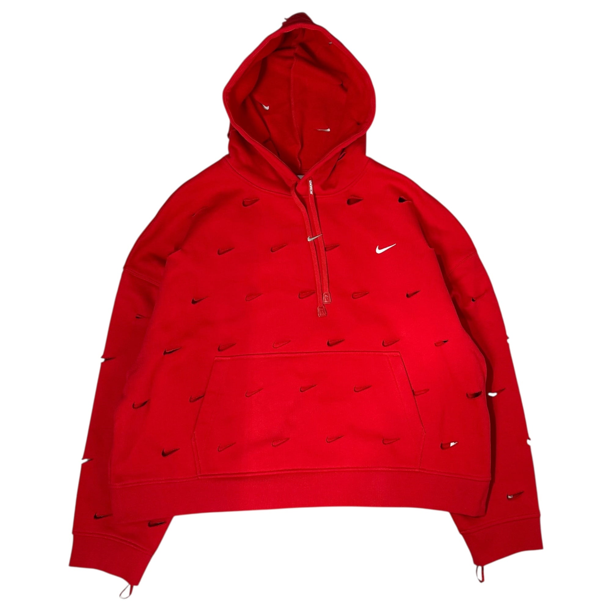 NIKE×JACQUEMUS(ナイキ×ジャックムス) Nrg He L/S Hoodie ロゴ 穴空き プルオーバー パーカー FJ3482-657 M レッド FJ3482-657