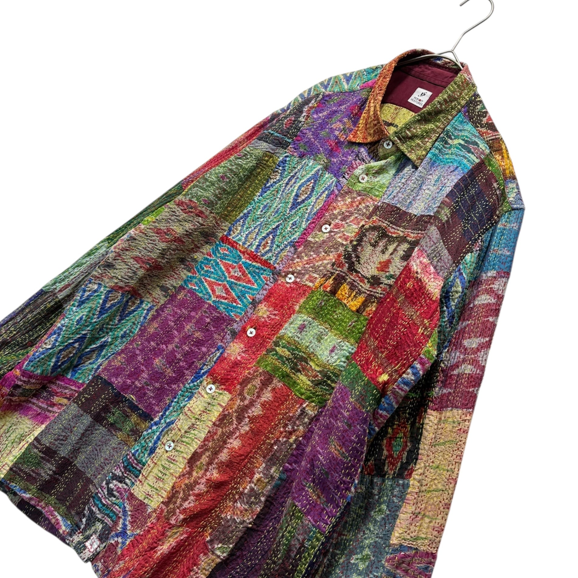PERIOD FEATURES(ピリオドフィーチャーズ) Sashiko Silk Patchwork Shirt 刺し子 シルク パッチワーク シャツ J22022-3 表記無(FREE) マルチ