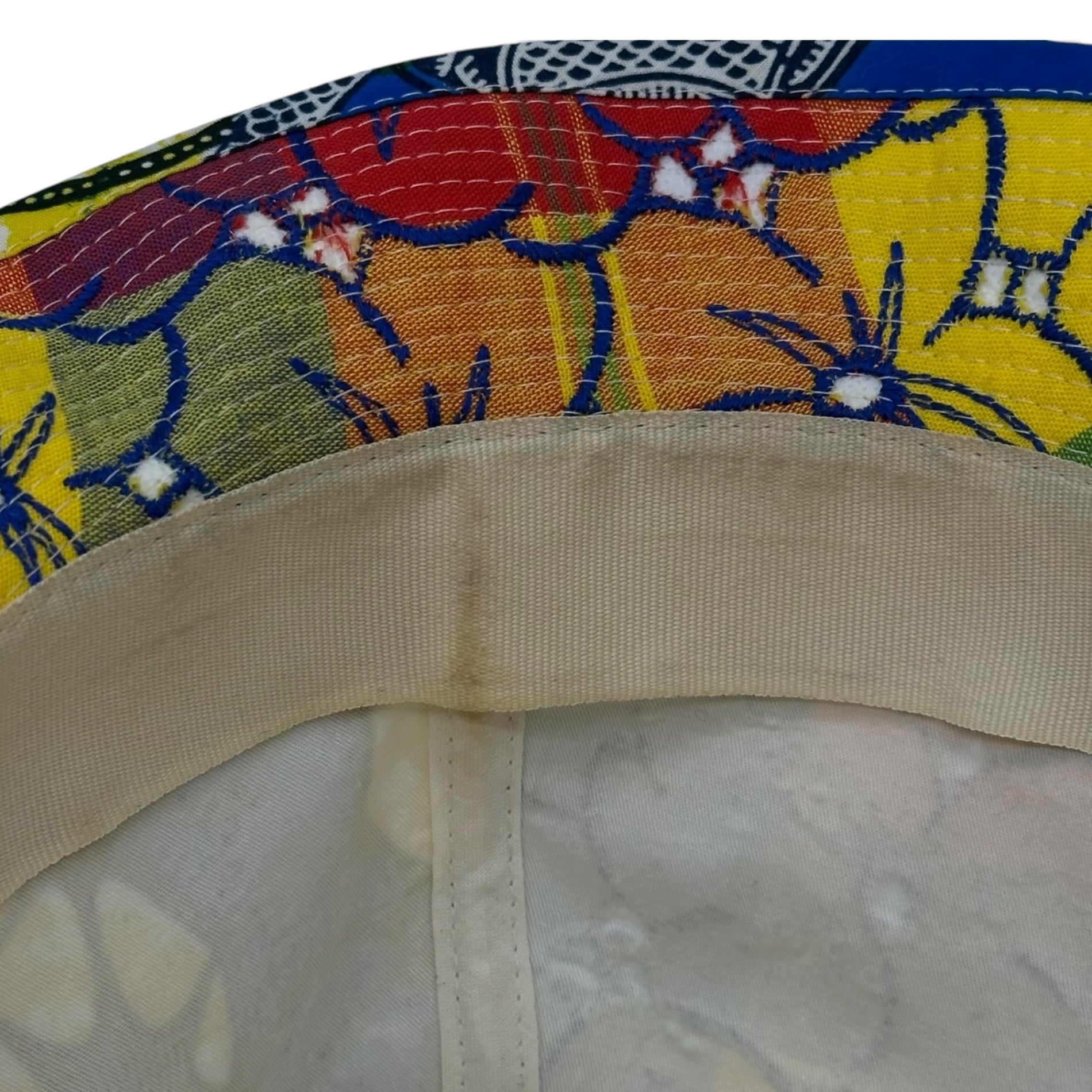 COMME des GARCONS SHIRT(コムデギャルソンシャツ) Anarchy Flower Print Embroidered Hat アナーキー フラワー プリント 刺繍 ハット S20647 L ブルー×イエロー 花 蝶々 帽子