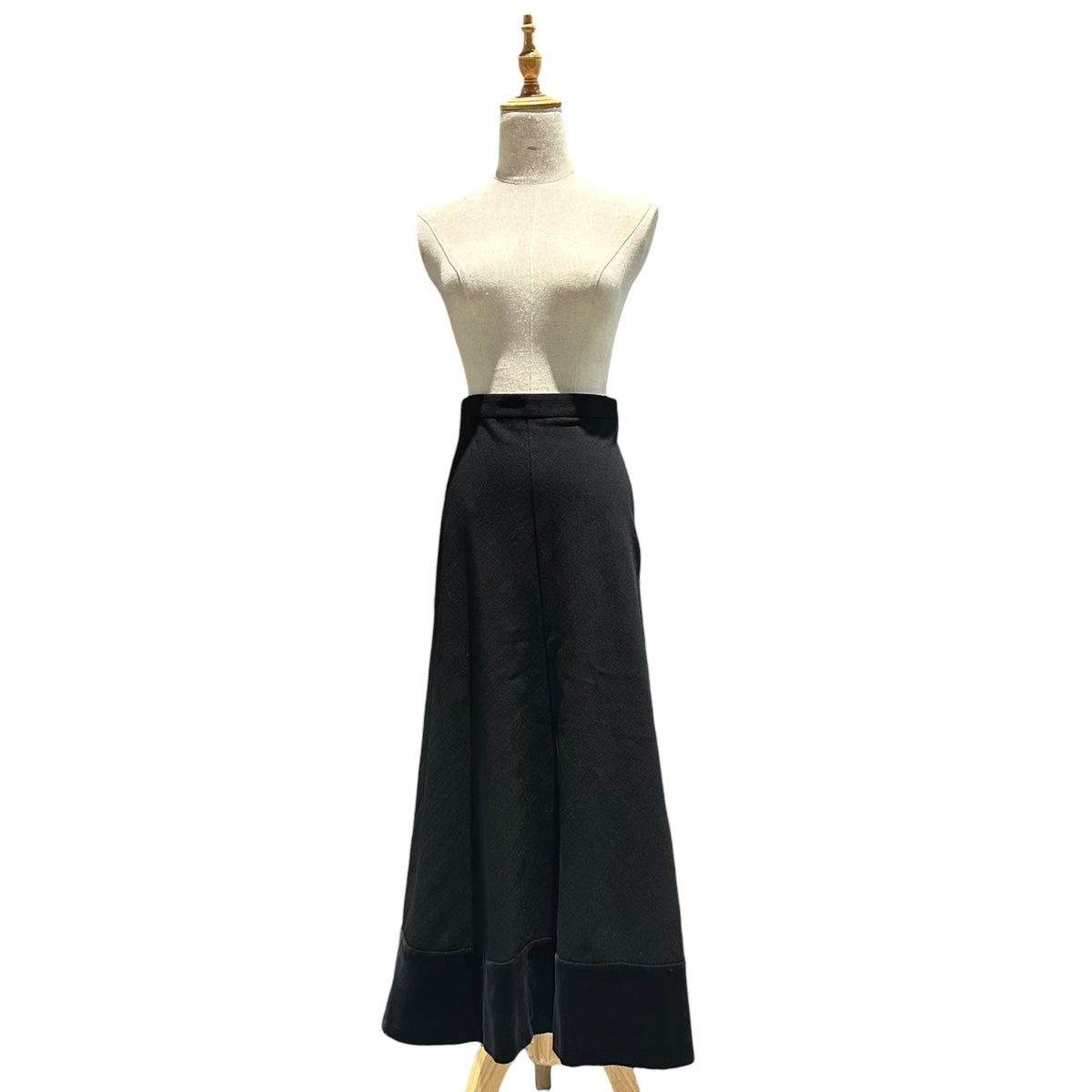 tricot COMME des GARCONS(トリココムデギャルソン) 2000AW Wool-blend nylon skirt with velour hem 裾ベロア ナイロン混 ウール スカート TS-04061S S ブラック AD2000 00s アーカイブ
