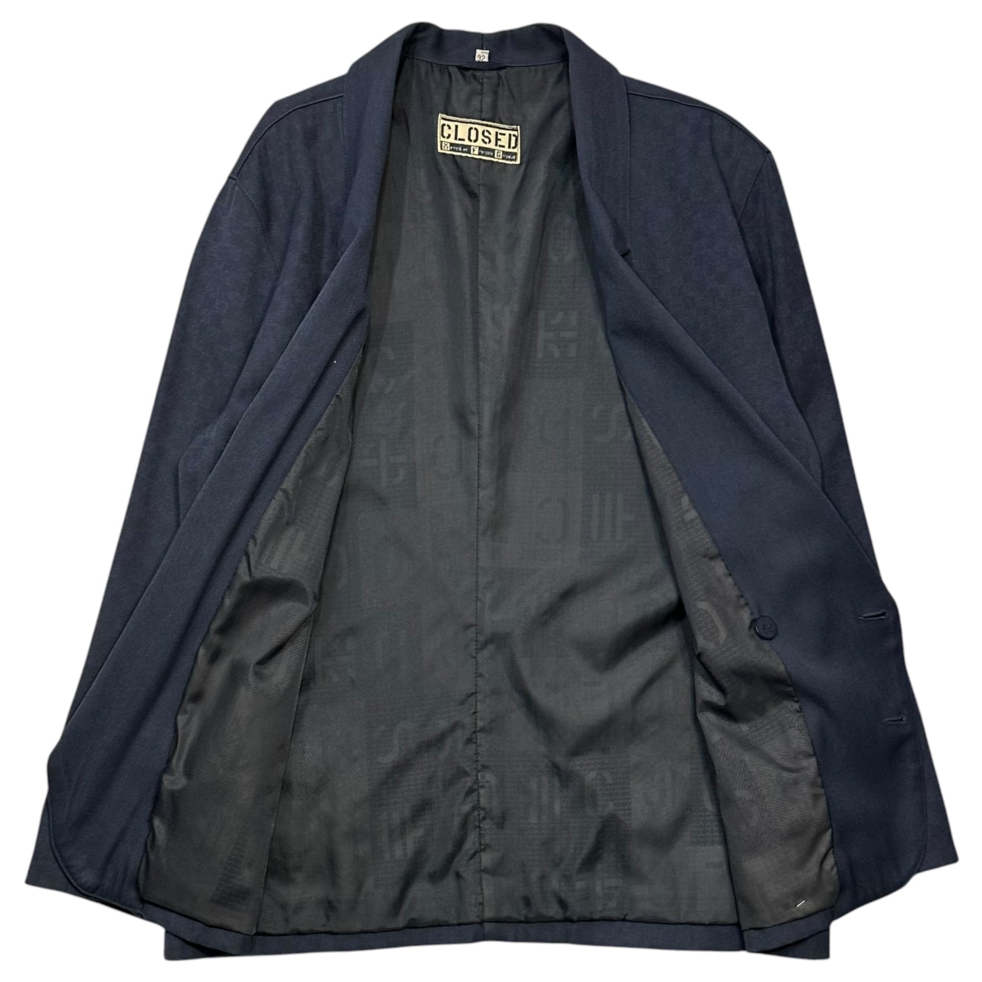 CLOSED(クローズド) 1980's ITALY MADE Shadow Block Check Blazer シャドー ブロック チェック テーラード ジャケット 32(L程度) ネイビー 80年代 MARITHE FRANCOIS GIRBAUD前身ブランド