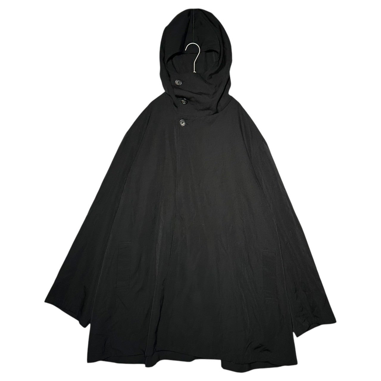 YOHJI YAMAMOTO POUR HOMME(ヨウジヤマモトプールオム) 80~90's vintage double-sided wool gabardine hooded oversized half coat 80~90年代 ヴィンテージ 両面 ウールギャバジン フーデッド オーバーサイズ ハーフ コート M ブラック