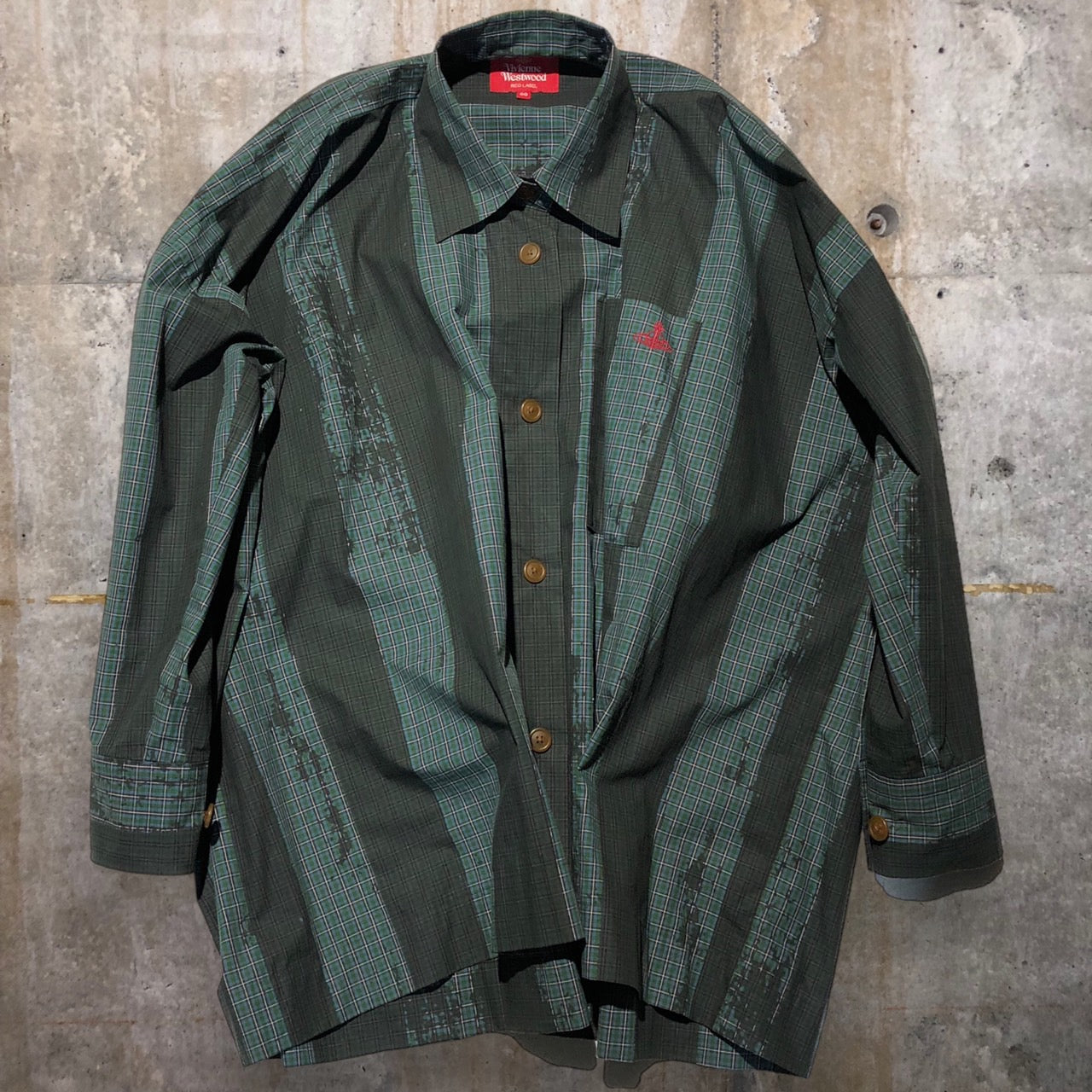 Vivienne Westwood RED LABEL(ヴィヴィアンウエストウッドレッドレーベル) オーブロゴオーバーサイズカモフラチェックシャツ 17-12-831001 00(FREE) グリーン