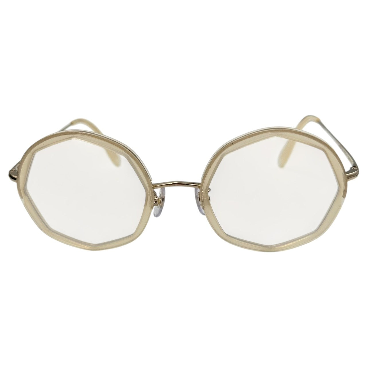 megane and me(メガネアンドミー) EDIE - EC Ecru/Gold オクタゴン メガネ クリア レンズ ME005 49□21-145 ホワイト×ゴールド 眼鏡 メガネ