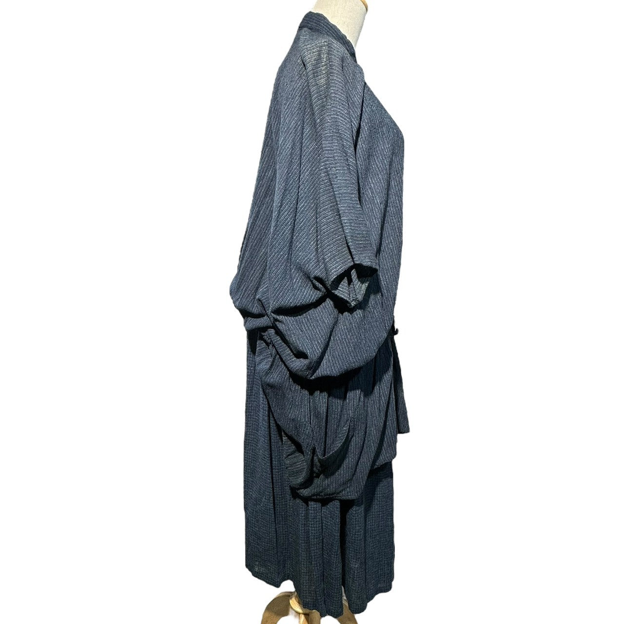 Y's(ワイズ) 70's Vintage All Silk Layered Henley Neck Tunic Dress 70年代 ヴィンテージ オール シルク レイヤード ヘンリーネック チュニック ワンピース 9(M~L程度) ブルー 最初期タグ セットアップ