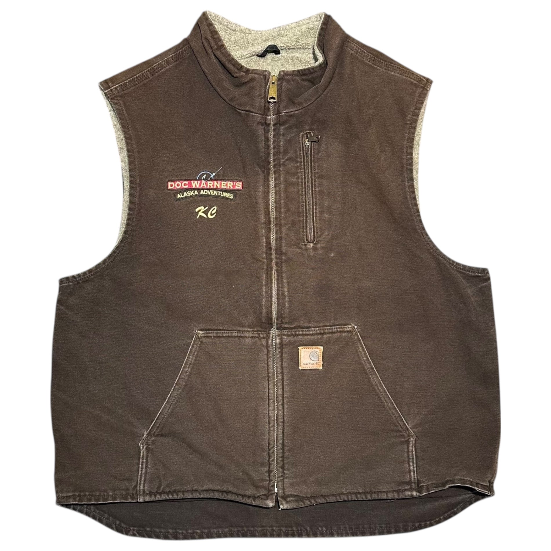 carhartt(カーハート) DOC WARNER'S Duck Fabric Fleece-Lined Work Vest ダック地 裏ボア ワークベスト V33 DK8 XL ブラウン