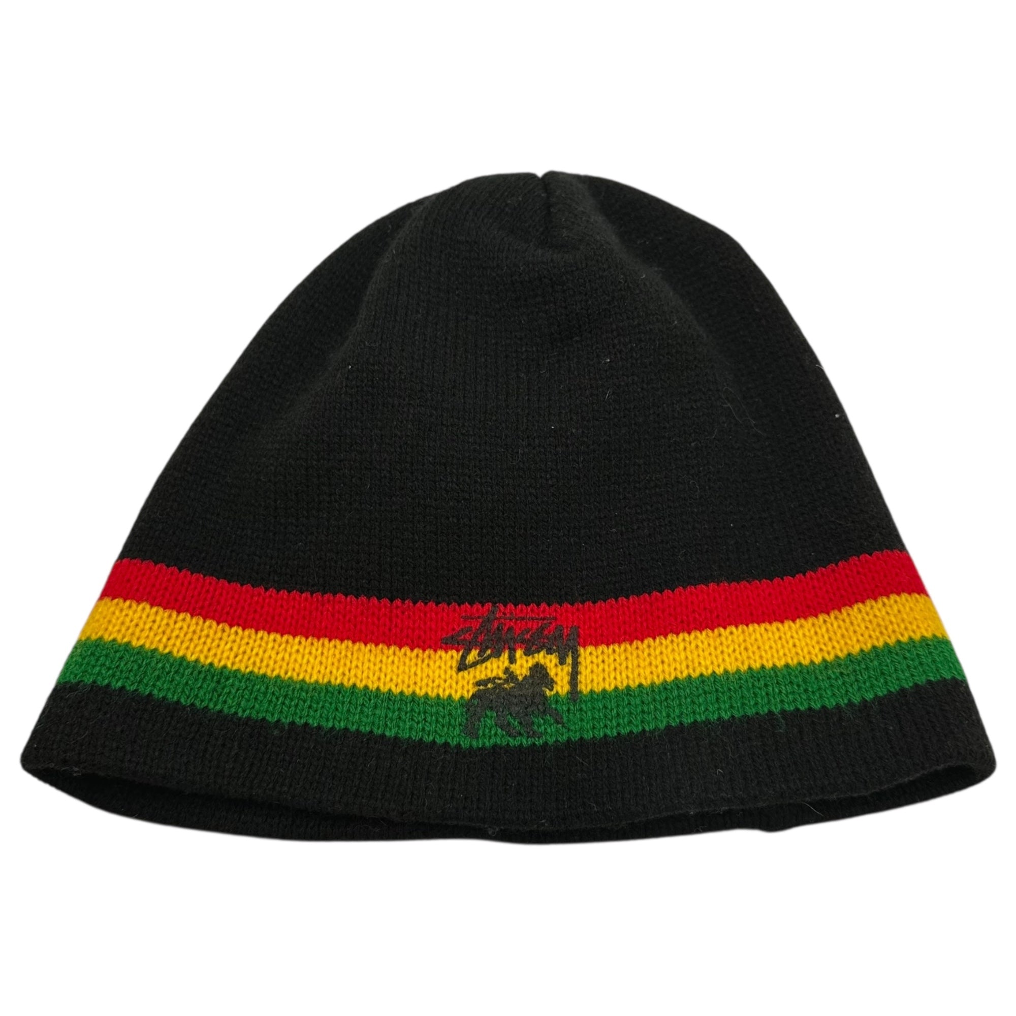 STUSSY(ステューシー) USA made Rasta Collar Beanie ラスタカラー ビーニー ニット帽 ブラック USA製