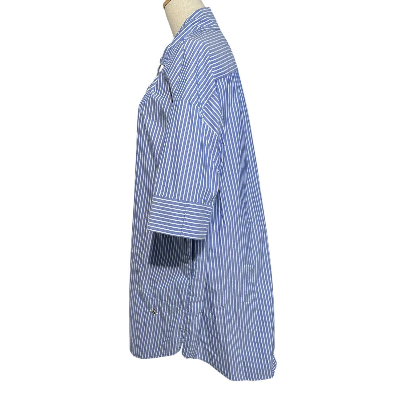 Vivienne Westwood RED LABEL(ヴィヴィアンウエストウッドレッドレーベル) Side pocket striped love shirt dress サイドポケット ストライプ ラブシャツ ワンピース 16-12-812005 00(FREE) スカイブルー