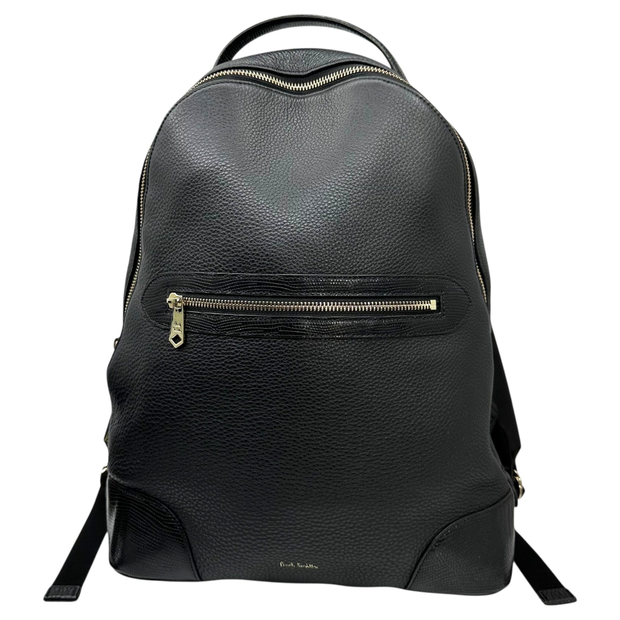 PAUL SMITH(ポールスミス) Embossed Leather Daypack Backpack 型押し レザー デイパック リュック ブラック