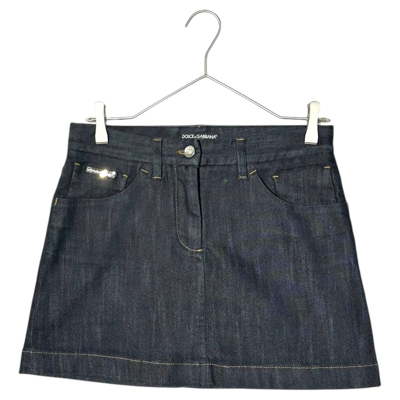 DOLCE&GABBANA(ドルチェ&ガッバーナドルガバ) Back Plate Denim Mini Skirt バックプレート デニム ミニ スカート F4B41D/G8473 38(M) インディゴ