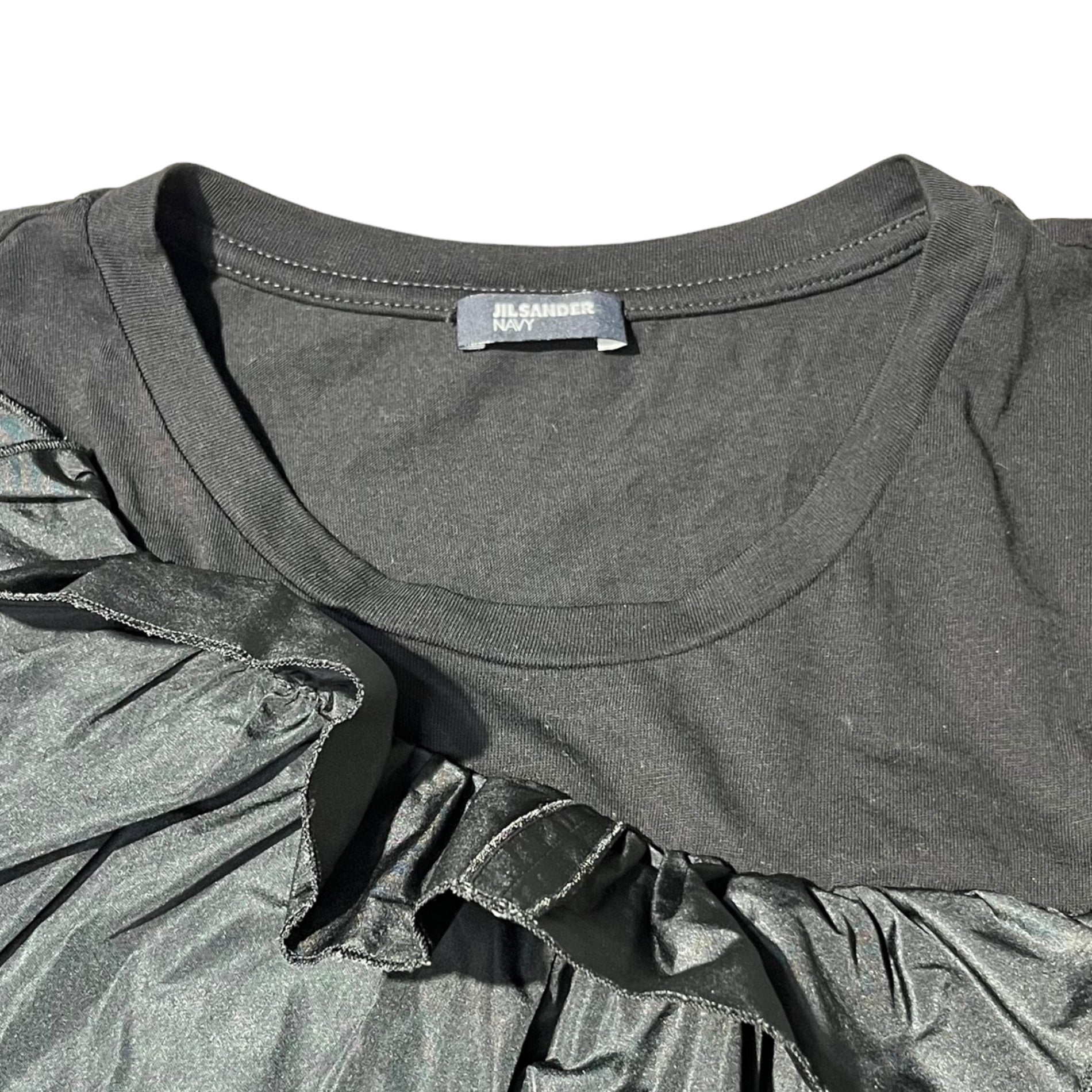 JIL SANDER NAVY(ジルサンダーネイビー) Different fabric frill S/S T-shirt 異素材 フリル 半袖 Tシャツ KK JN HW 0011 S ブラック