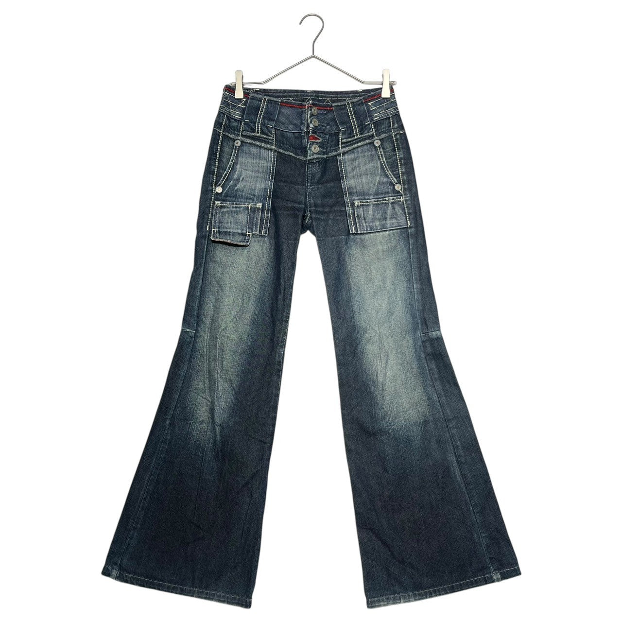 MARITHE FRANCOIS GIRBAUD(マリテフランソワジルボー) 00's Gimmick flare denim pants ギミック フレア デニム パンツ F5-1088 3S インディゴ ベルボトム Y2K