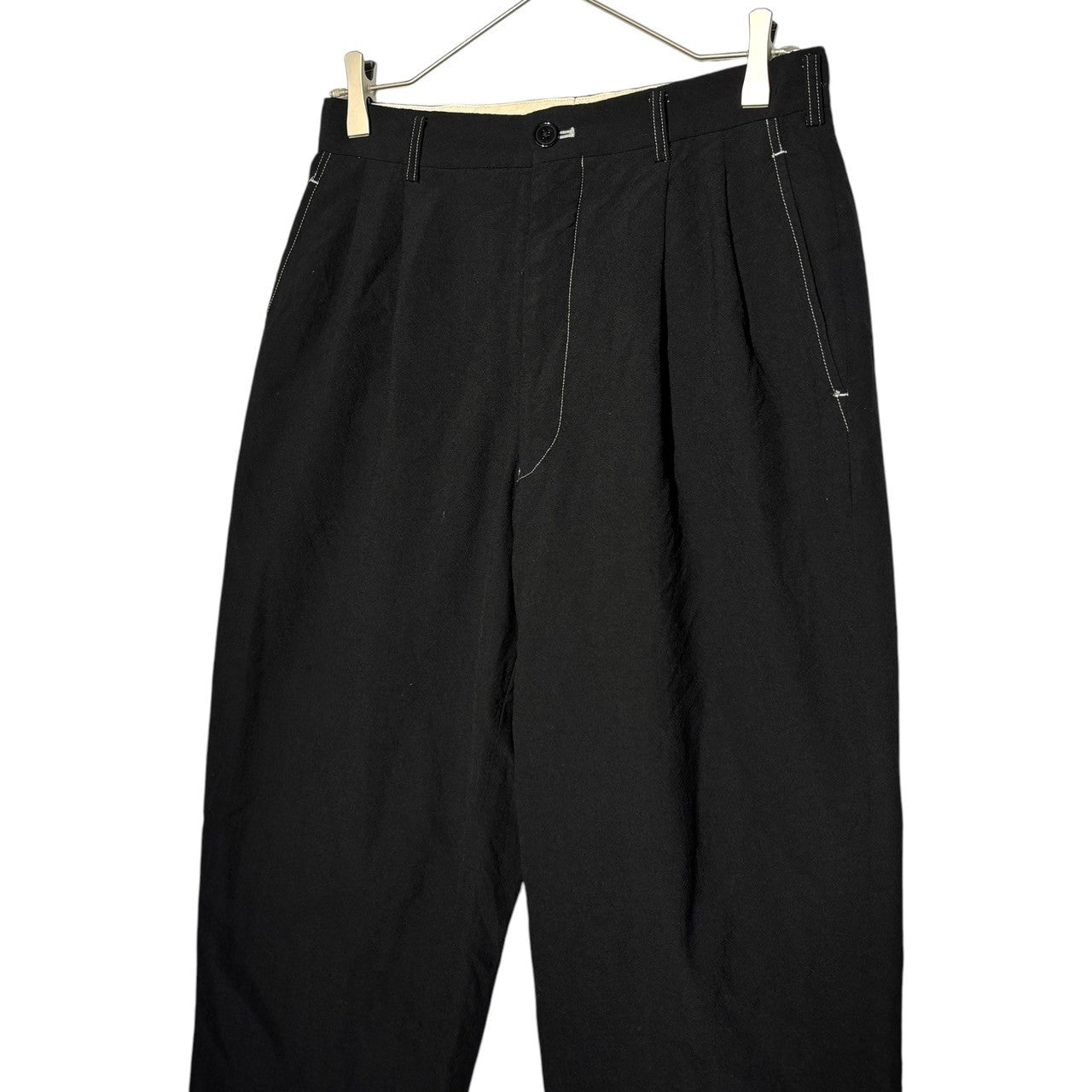 COMME des GARCONS HOMME(コムデギャルソンオム) 80~90's white stitch piece-dyed slacks pants 80~90's ホワイト ステッチ 後染め スラックス パンツ S程度 ブラック