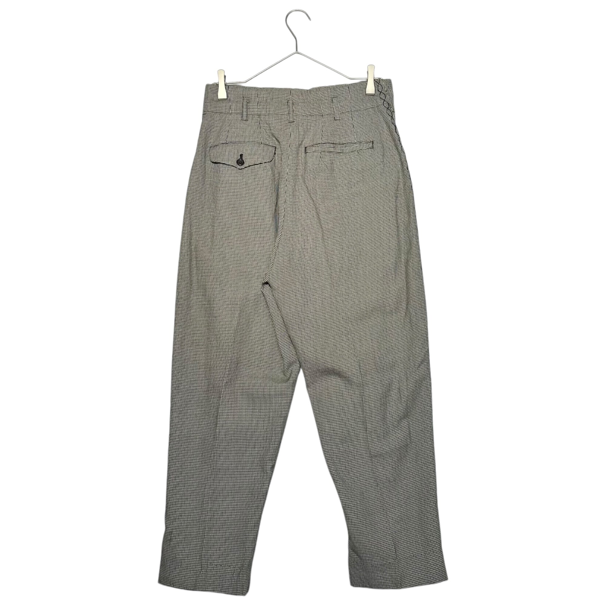 COMME des GARCONS HOMME PLUS(コムデギャルソンオムプリュス) 89AW Houndstooth pattern side stitch tapered wide tuck slacks 80年代 千鳥柄 サイドステッチ テーパード ワイド タックスラックス 本人期 PP-050065 S ブラック×ホワイト AD1989