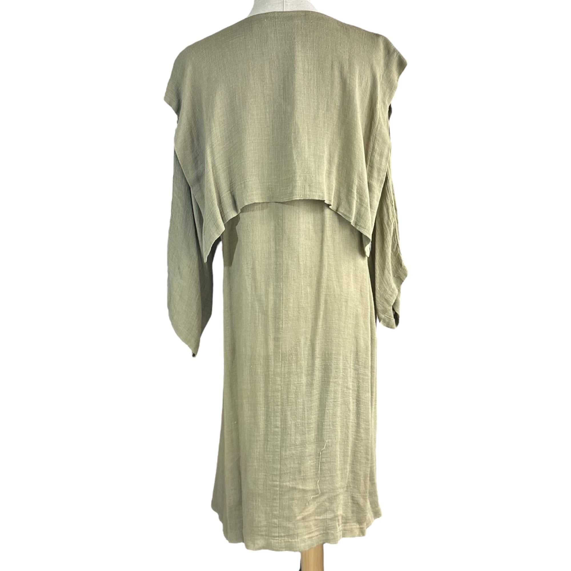 ISSEY MIYAKE(イッセイミヤケ) 70's Vintage Layered-Style Crewneck Dress 70年代 ヴィンテージ レイヤード調 クルーネック ワンピース ポケット FREE ベージュ 品質表示タグ切り取り 初期 筆タグ
