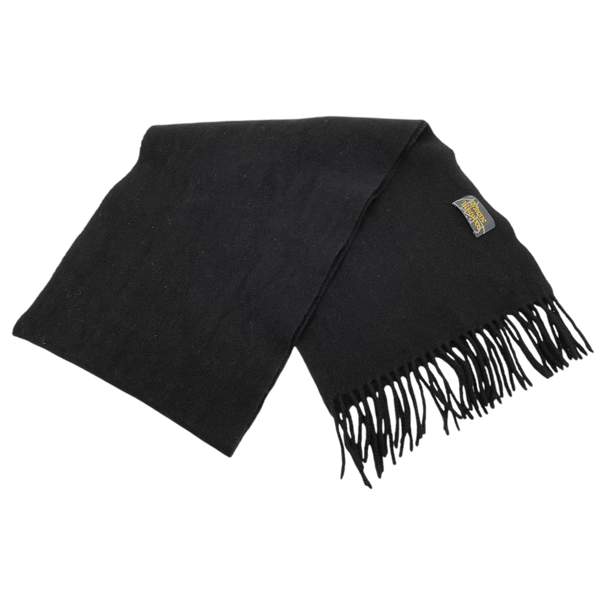 Vivienne Westwood(ヴィヴィアンウエストウッド) Orb logo embroidered wool scarf オーブ ロゴ 刺繍 ウール マフラー ブラック