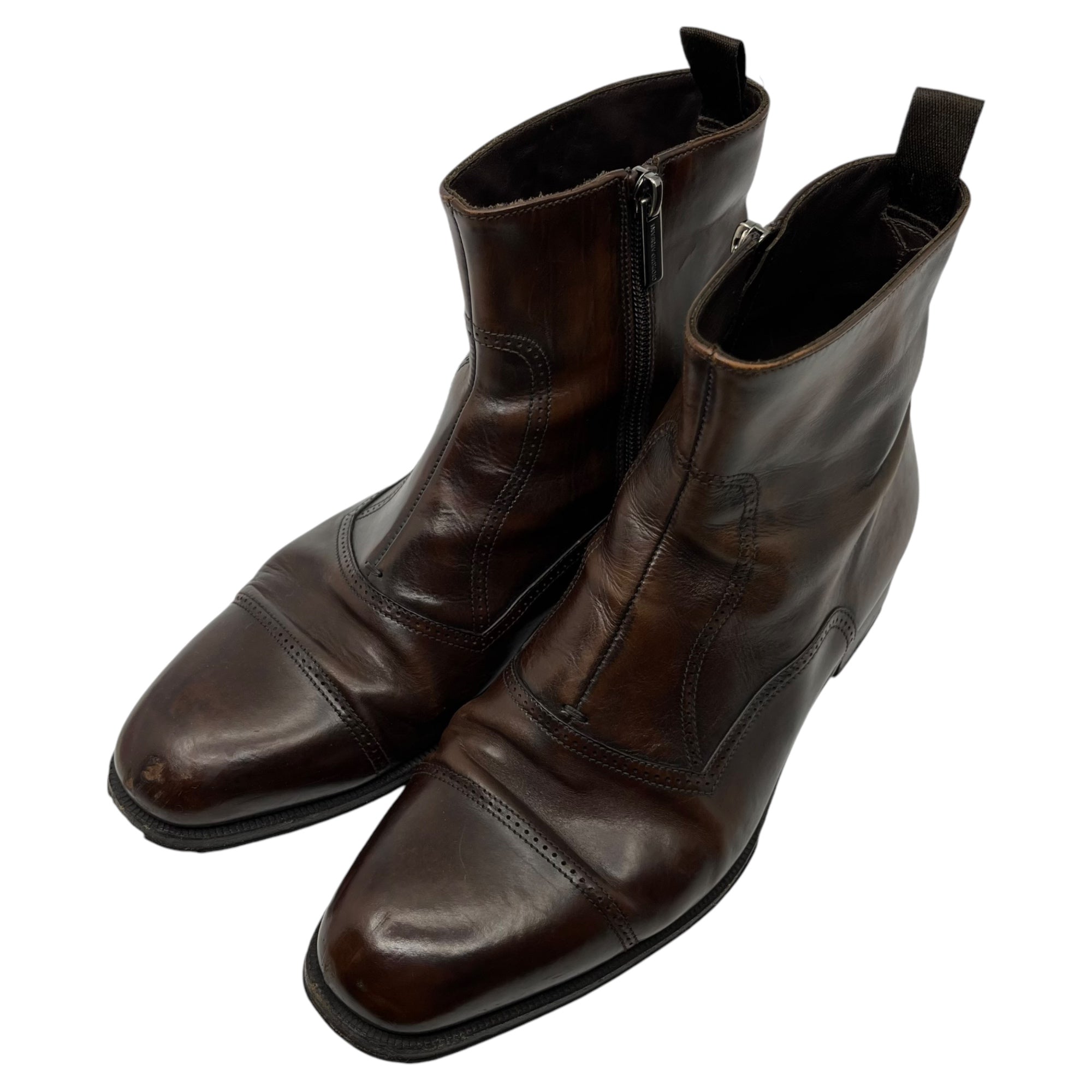 GIORGIO ARMANI(ジョルジオアルマーニ) cap toe side zip boots キャップトゥ サイドジップ ブーツ 25.0  ブラウン