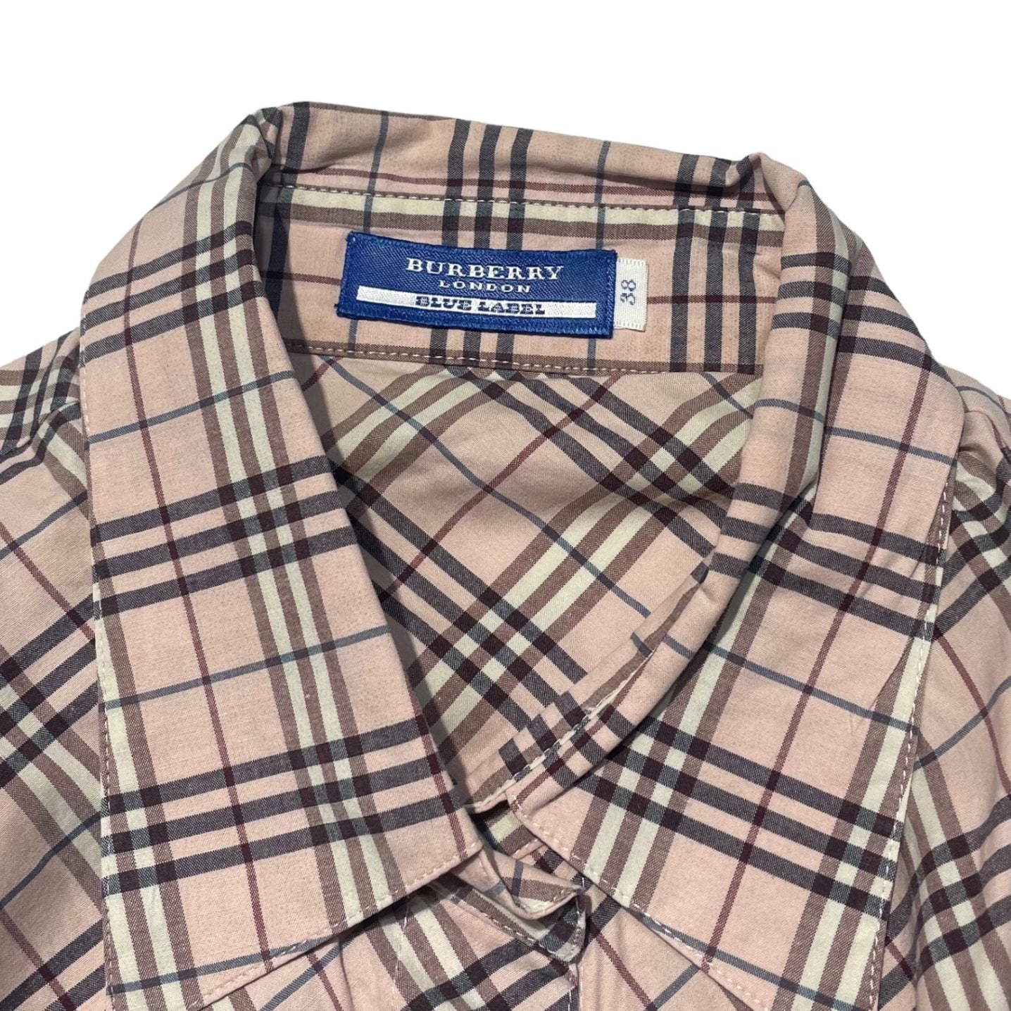 BURBERRY BLUE LABEL(バーバリーブルーレーベル) タータンチェック ノースリーブ シャツ ブラウス FE540-110 38(M程度) ピンク