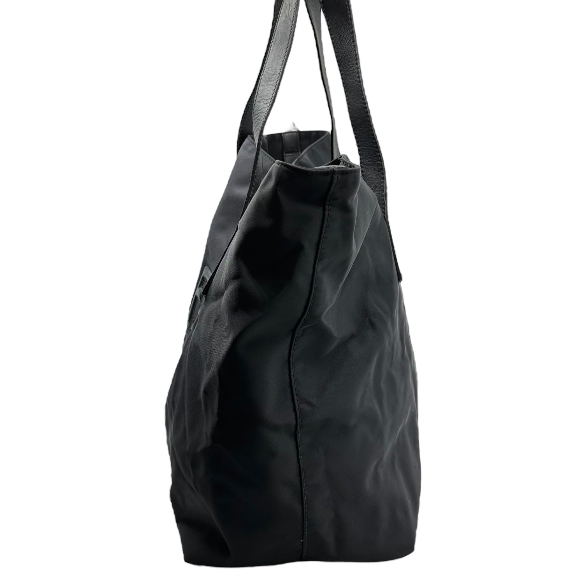 FENDI(フェンディ) Logo nylon leather tote bag ロゴ ナイロン レザー トート バッグ ブラック OLD ヴィンテージ