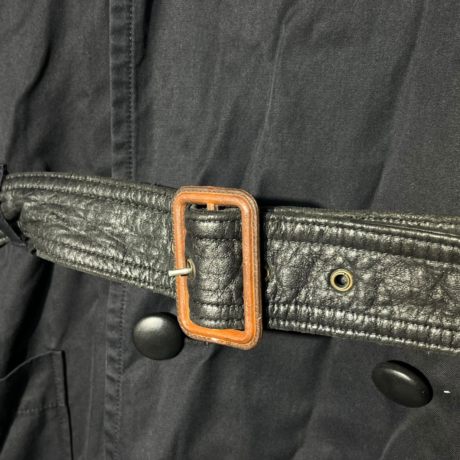 Balise-U(バリーズユー) VINTAGE leather collar trench coat ヴィンテージ レザー カラー トレンチコート ブラック JAPAN VINTAGE