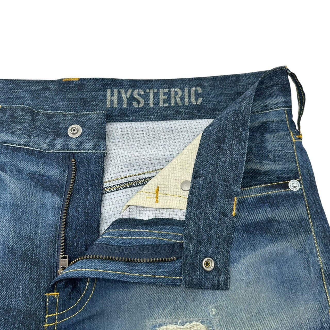 HYSTERIC GLAMOUR(ヒステリックグラマー) ARTMAKE FAKE JEANS アートメイク フェイク ジーンズ 02222AP02 M インディゴ ストレッチ パンツ