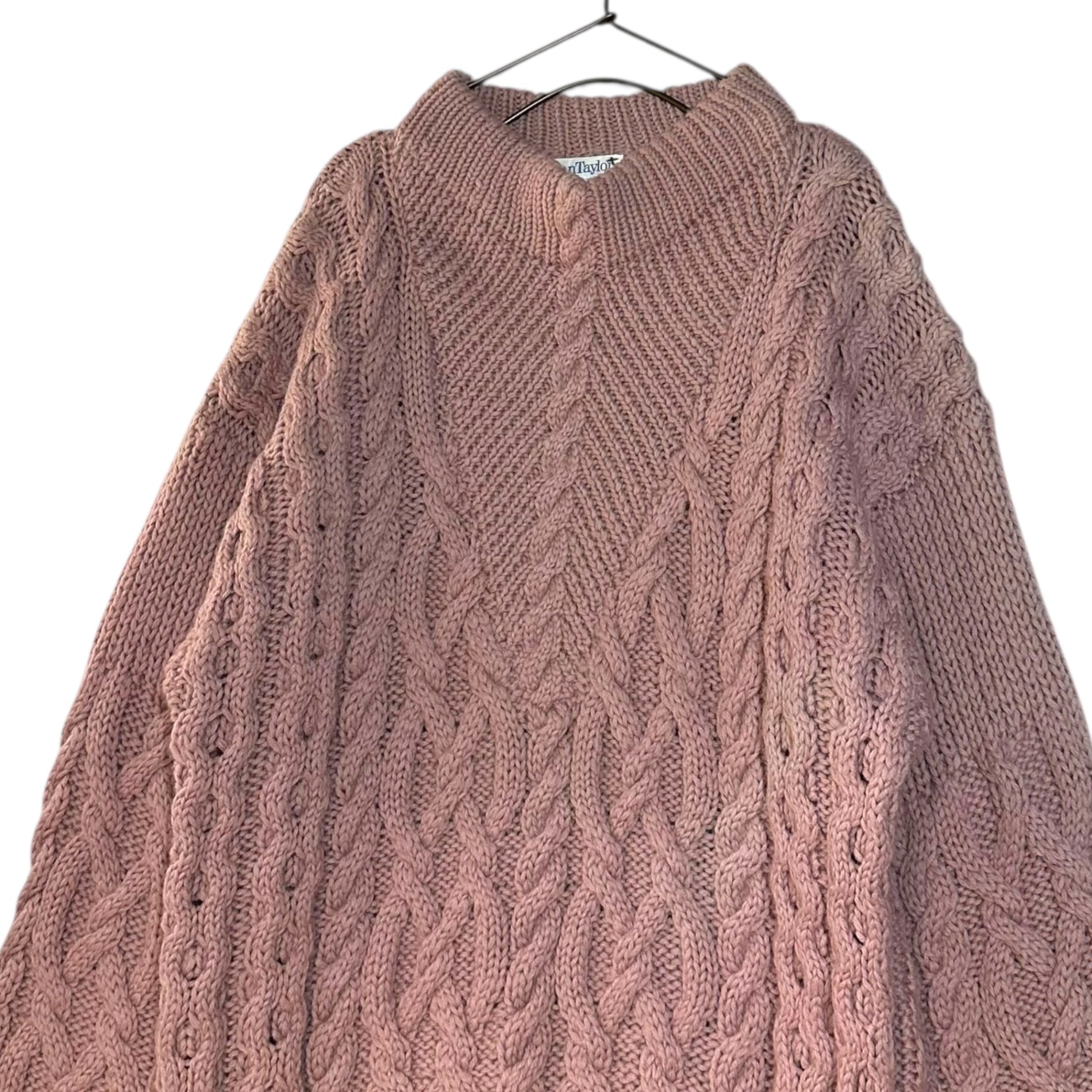 VINTAGE(ヴィンテージ) 60's~ Alainknitsweater アランニットセーター wool100% Lサイズ程度 ピンク