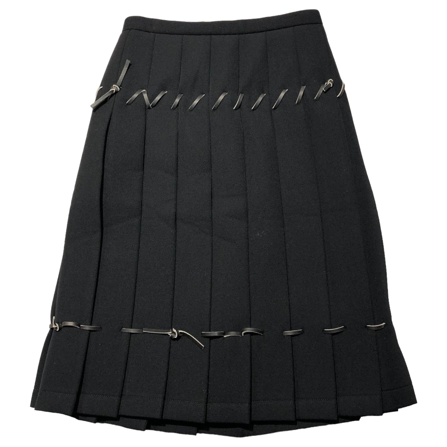 COMME des GARCONS(コムデギャルソン) 05SS Leather braided wool bonding pleated skirt  レザー編み込み ウール ボンディング プリーツスカート GO-S014 M ブラック AD2004 PUNK BALLERINA パンクバレリーナ