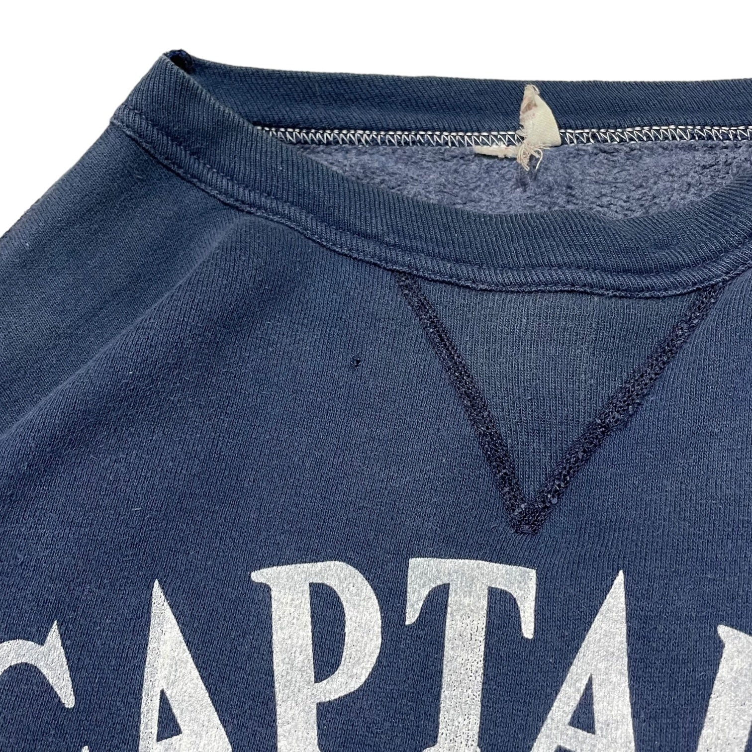 RUSSELL ATHLETIC(ラッセルアスレティック) 60's~70's "CAPTAIN" vintage sweatshirts 前V ヴィンテージ スウェット プリント 表記無し(M程度) ネイビー 稀少 サイズタグ後期 68年~71年 USA製 舵