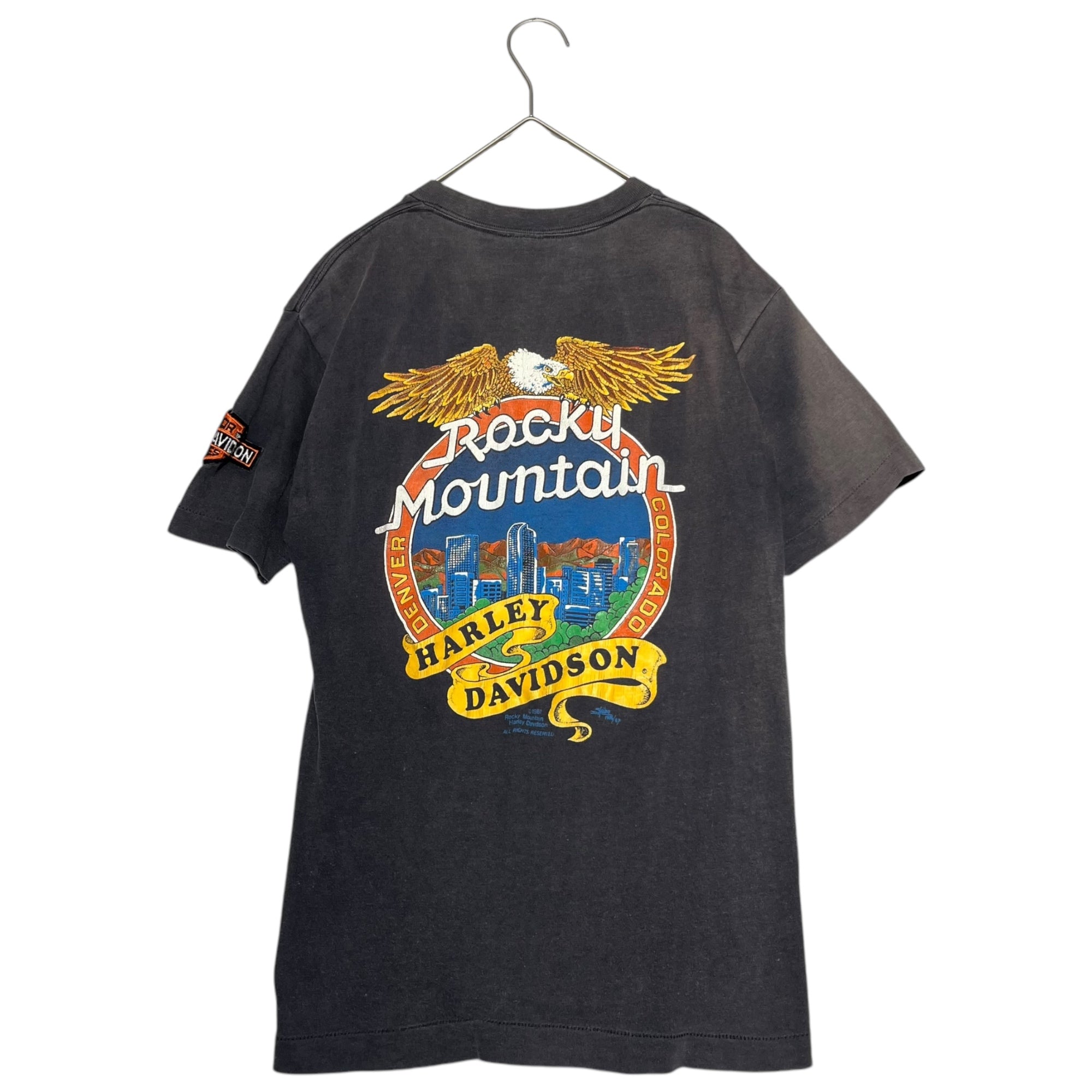 HARLEY DAVIDSON(ハーレーダビッドソン) © 1987 Rocky Mountain Vintage TEE ロッキー マウンテン ヴィンテージ Tシャツ 34S36(小さめ) ブラック ヴィンテージ