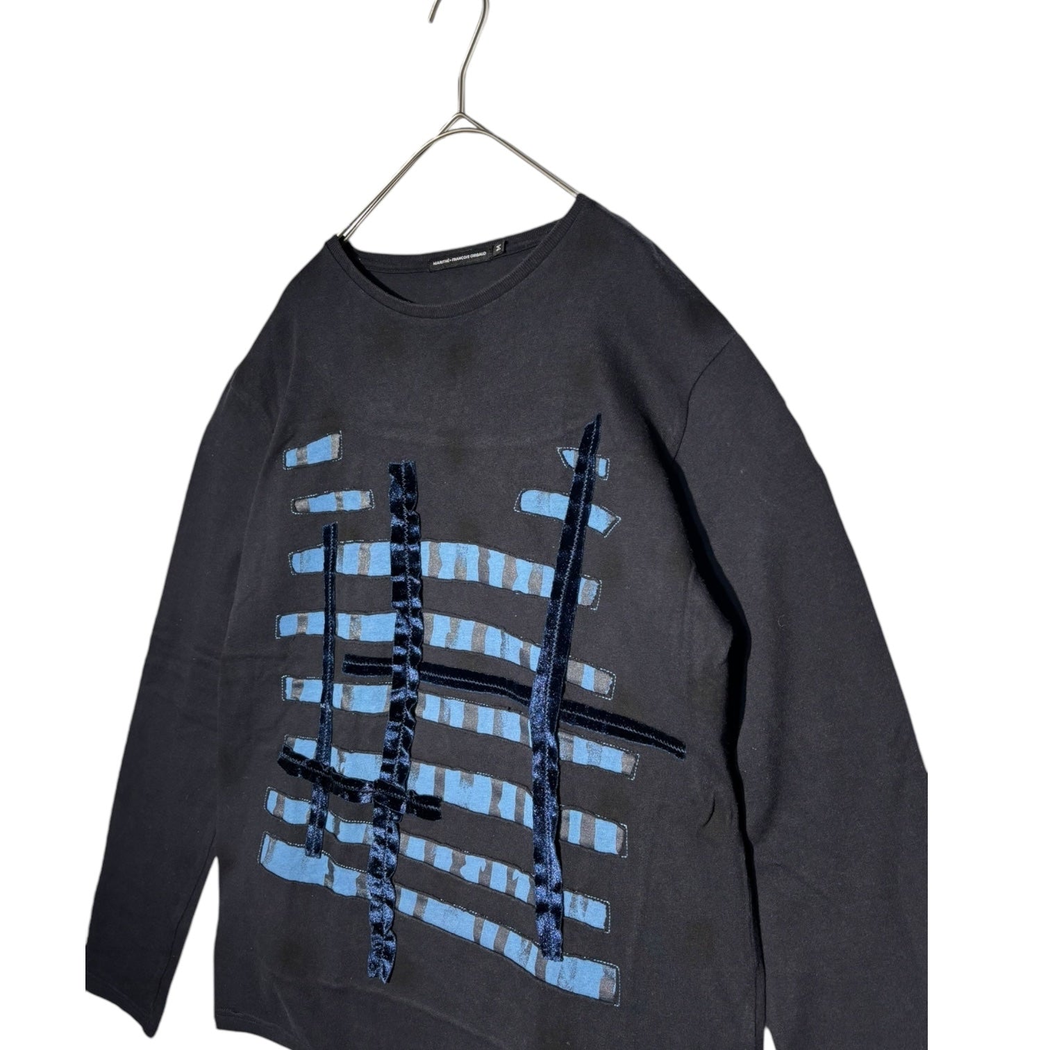 MARITHE FRANCOIS GIRBAUD(マリテフランソワジルボー) 00's Gimmick Striped L/S Tee ギミック ボーダー 長袖 カットソー M7-6269 M ネイビー Y2K Tシャツ