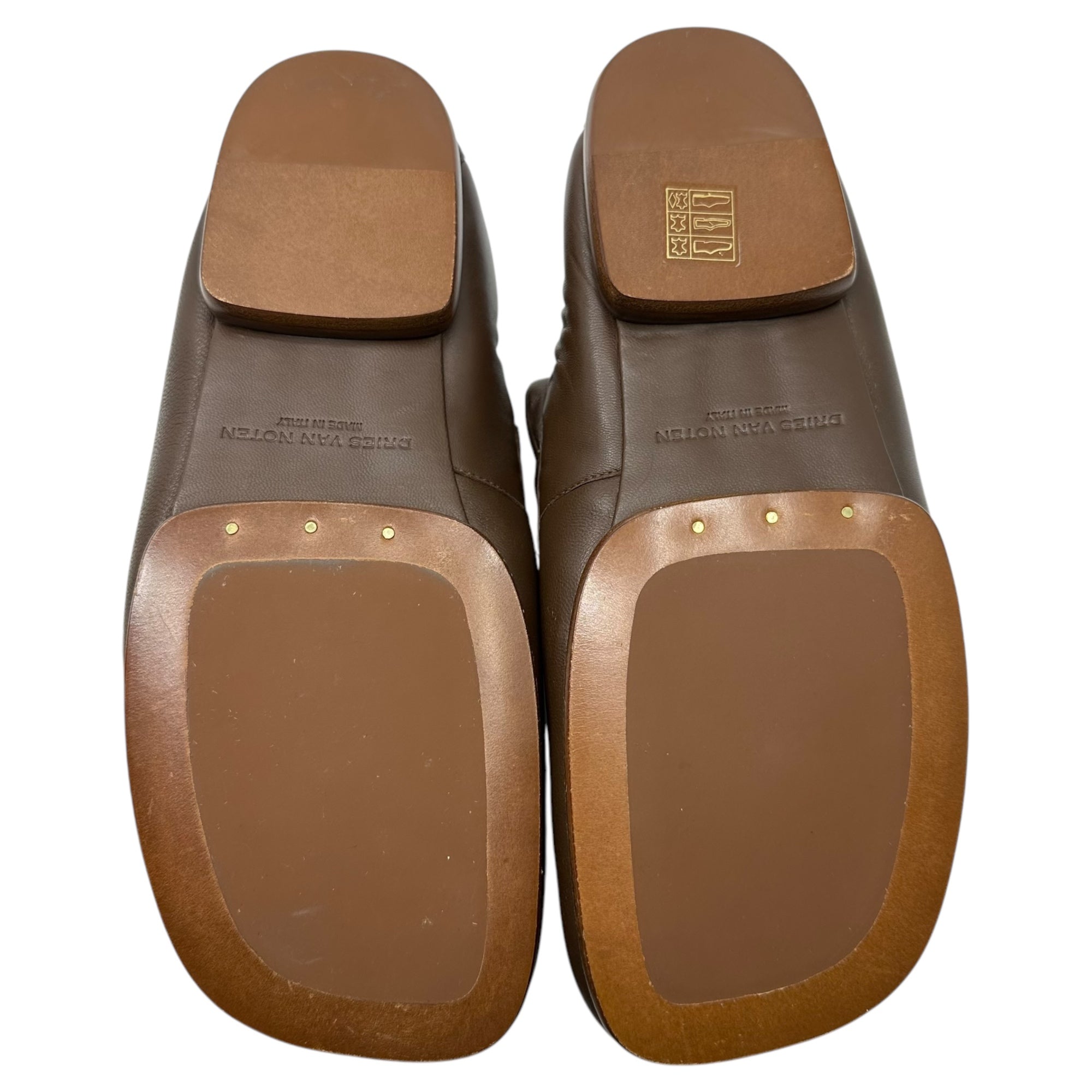 DRIES VAN NOTEN(ドリスヴァンノッテン) 22AW Patted leather loafers パテッド レザー クスエア トゥ ローファー DU083 39(24.5cm~25cm程度) ブラウン レザー シューズ